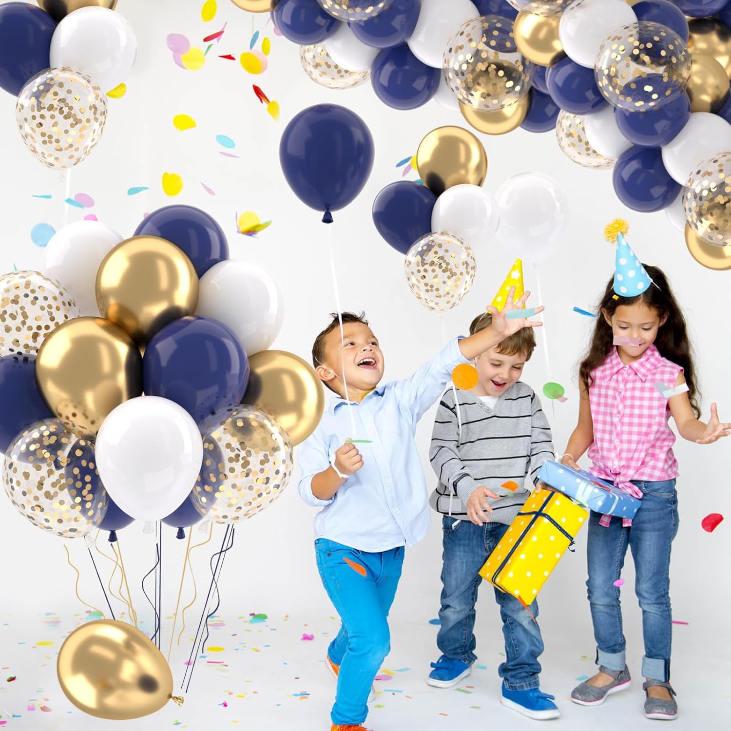 Patimate Navy Blue Gold Balloons Set 50 Pcs