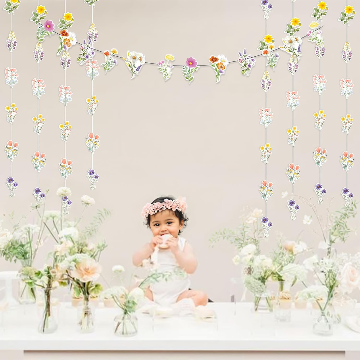 Wildflower Banner Decorations for Bridal Shower and Wedding Backdrop