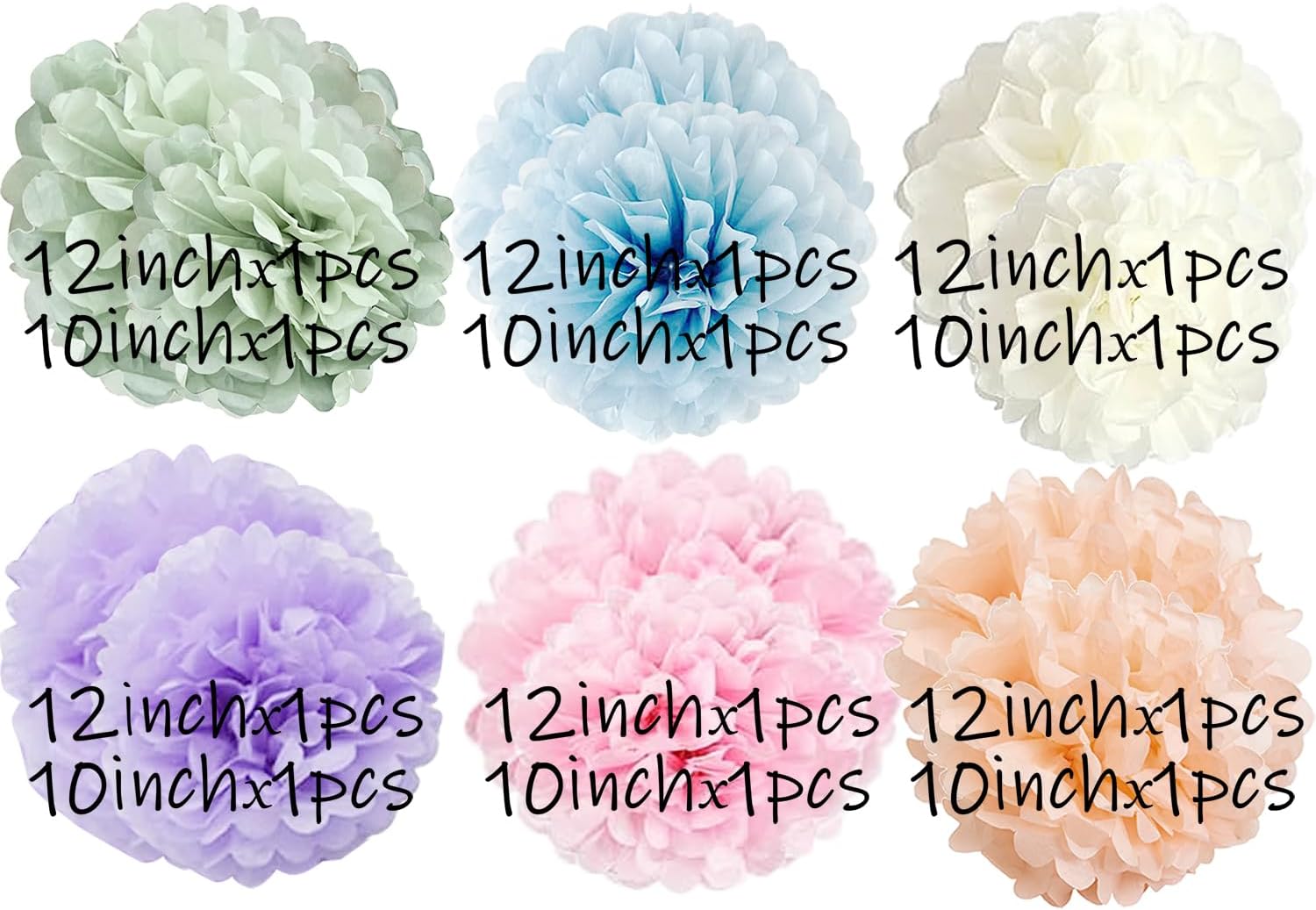 Rainbow Tissue Paper Pom Poms Party Decorations