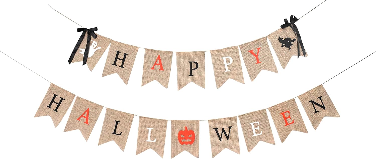Mandala Crafts Happy Halloween Banner - 16 Letter Pennants Garland