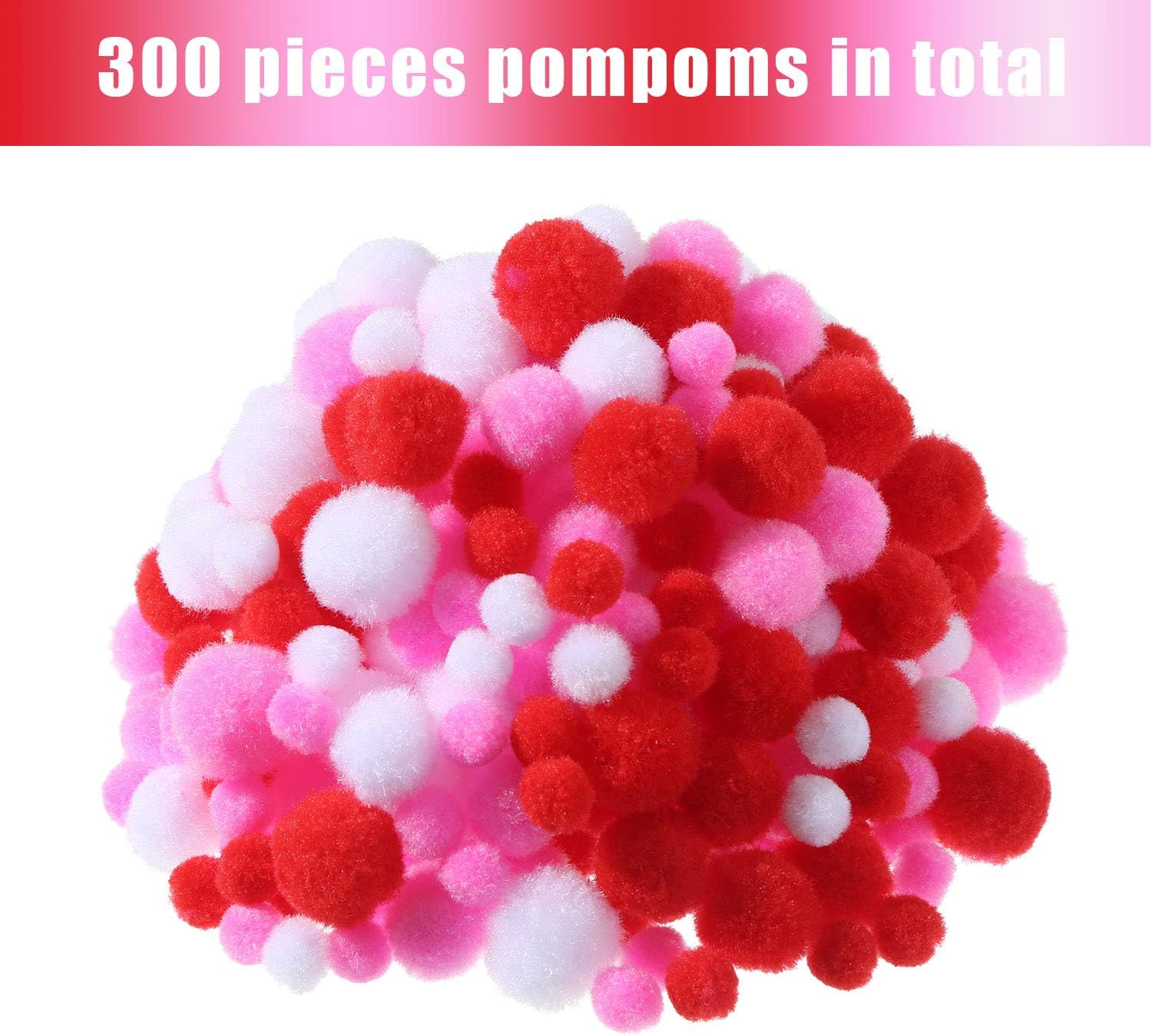 Sumind 300 Pcs Valentine Pom Poms Craft Kit