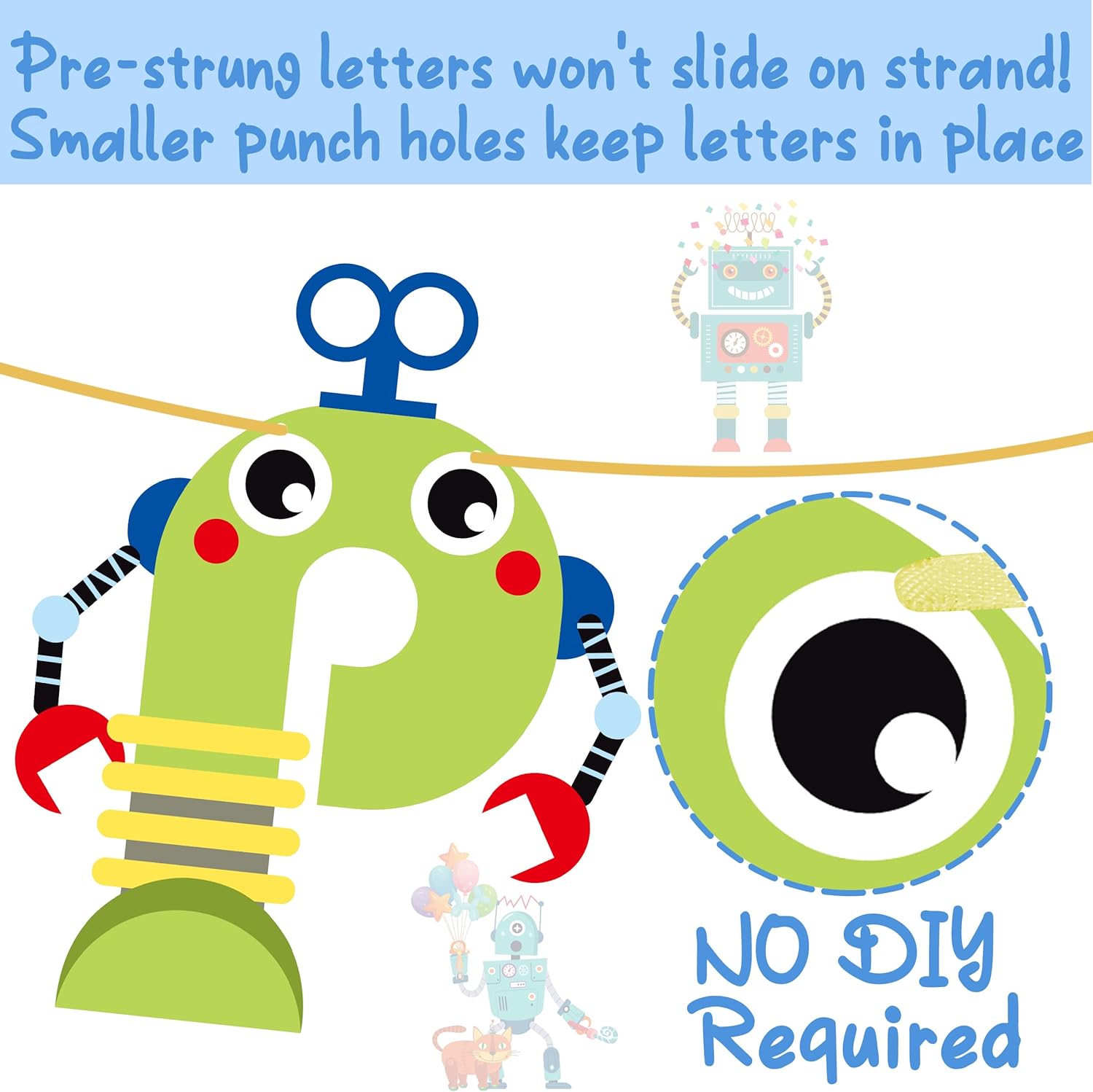 Robot Happy Birthday Banner Set - Fun Party Decor