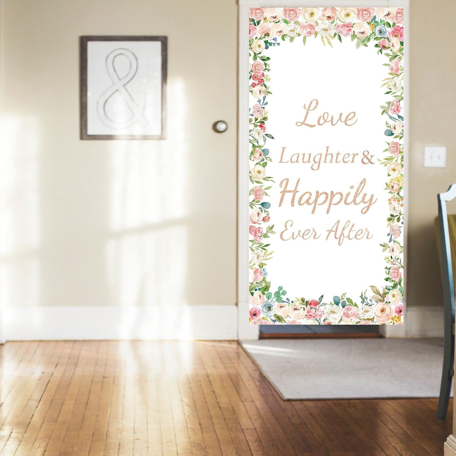 Joyiou Love Laughter Happily Ever After Door Banner