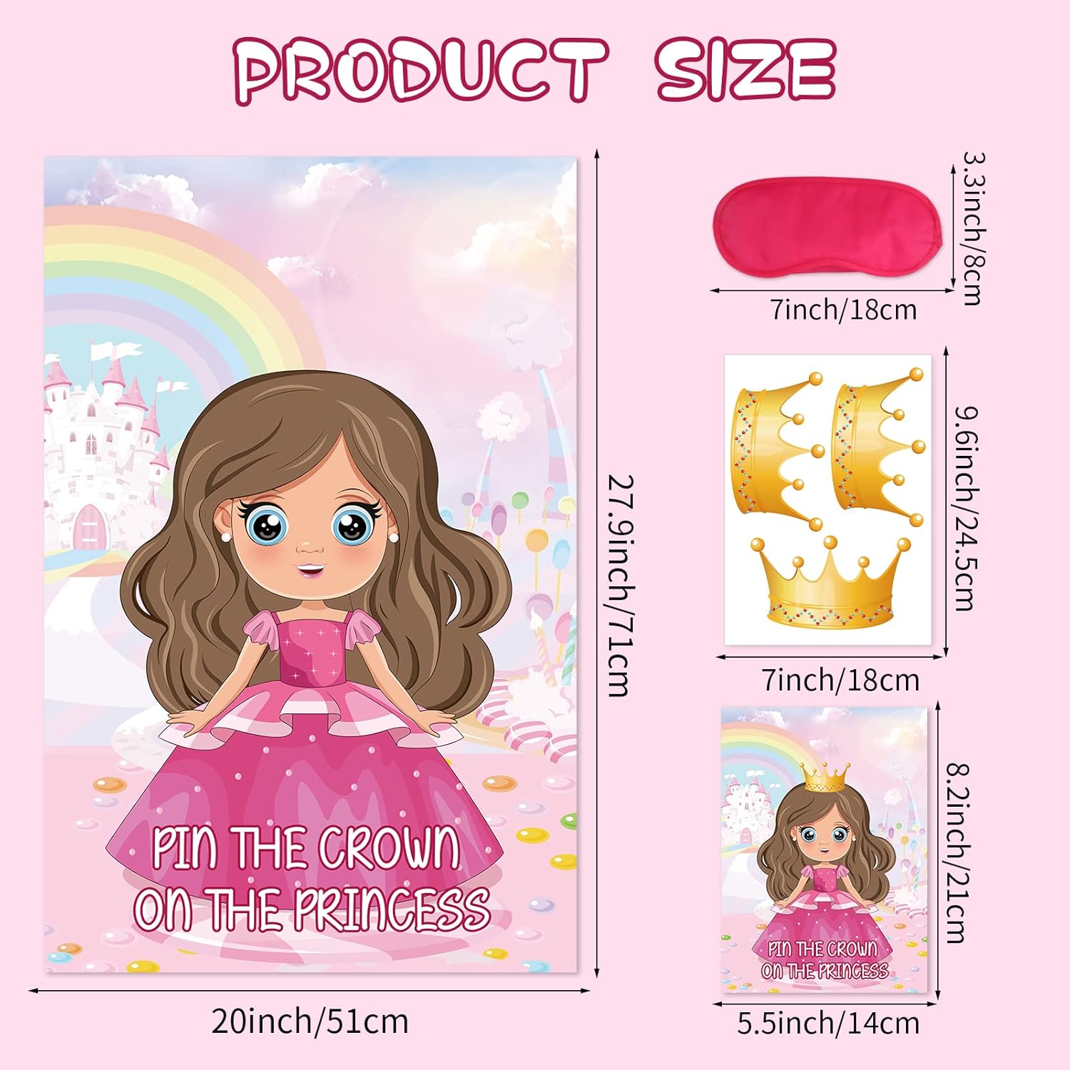 Hooqict Pin The Crown Princess Party Game Set