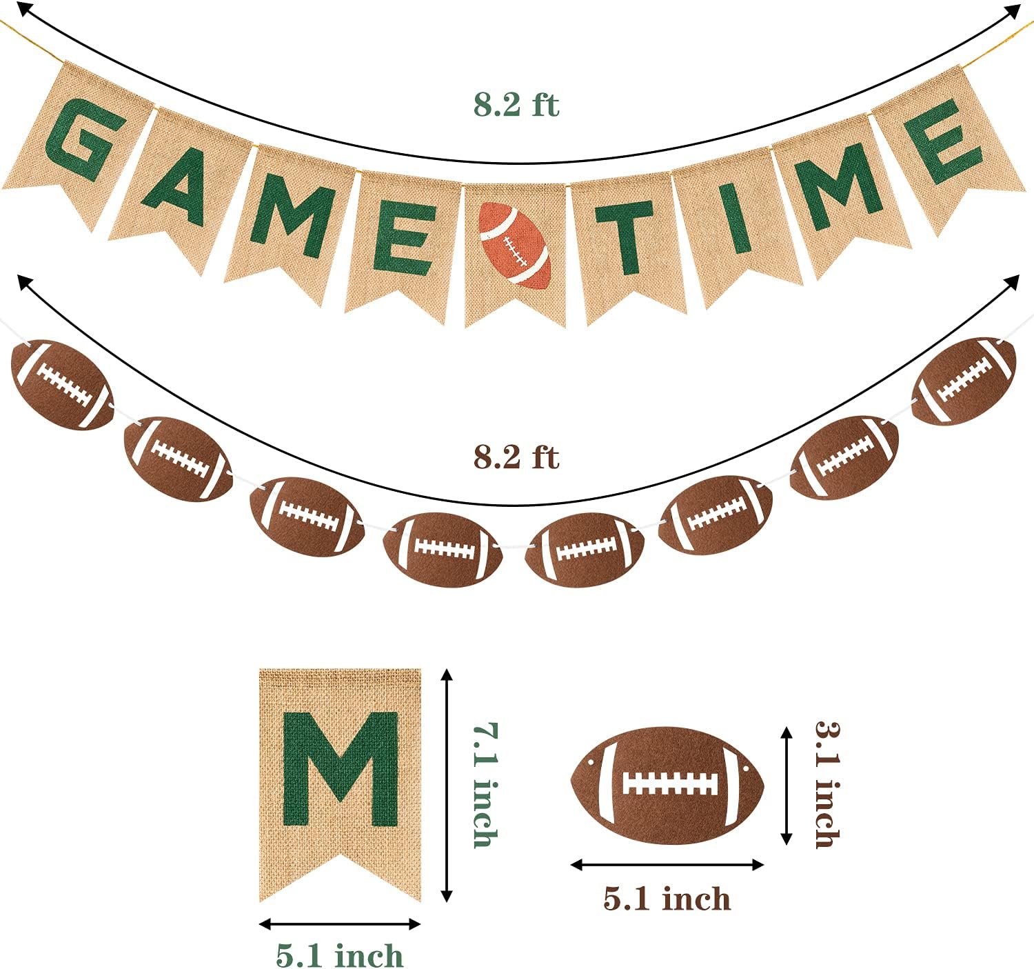 MALLMALL6 Football Banners 2pcs Game Time Decoration