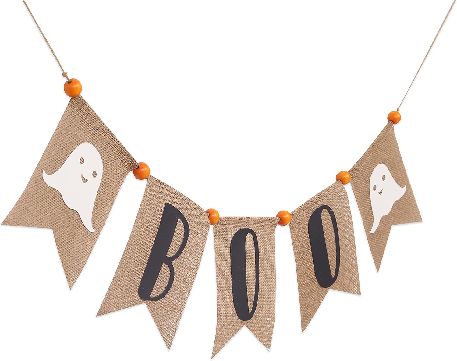 Boo Burlap Halloween Banner with Ghost and Fireplace Garland