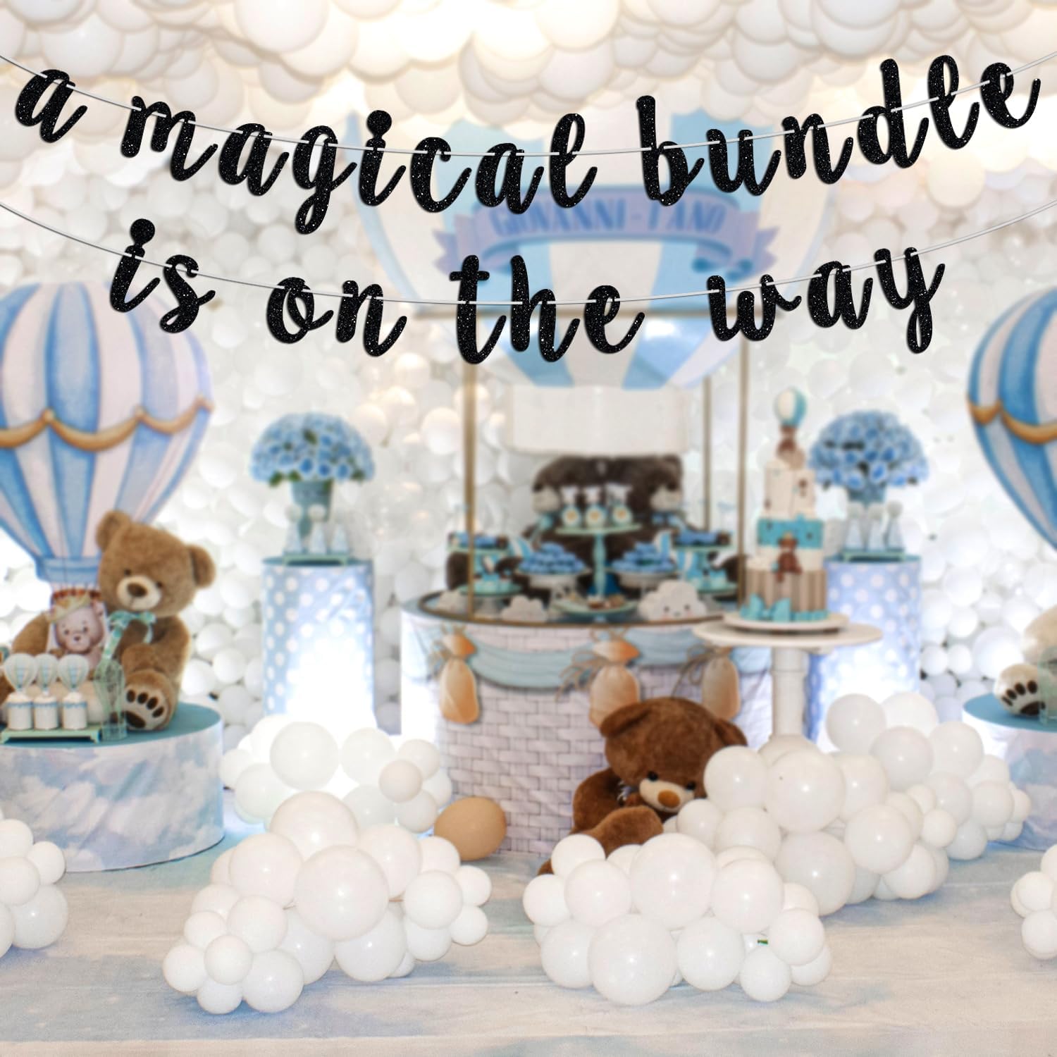 Hequoyer Magical Welcome Baby Banner with Glitter Letters