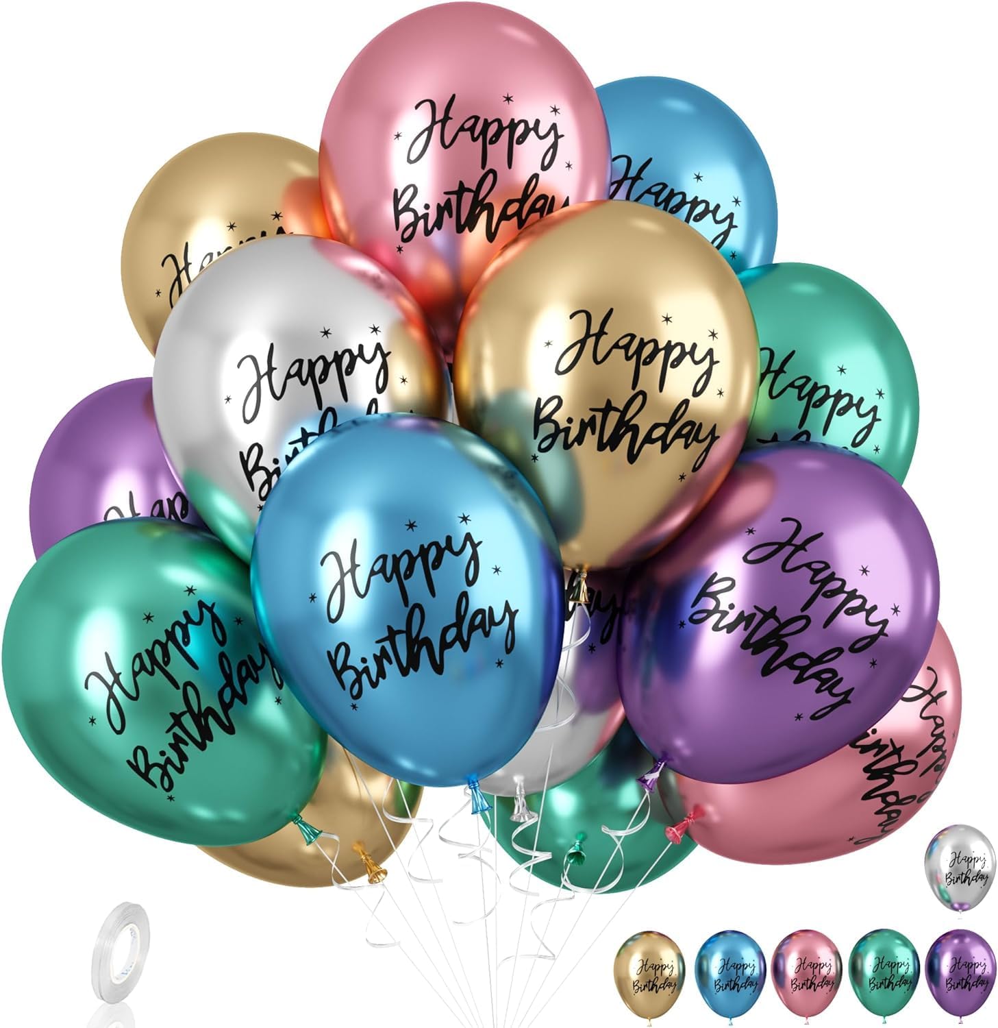 DUILE Metal Happy Birthday Balloons Decorative Party Supplies