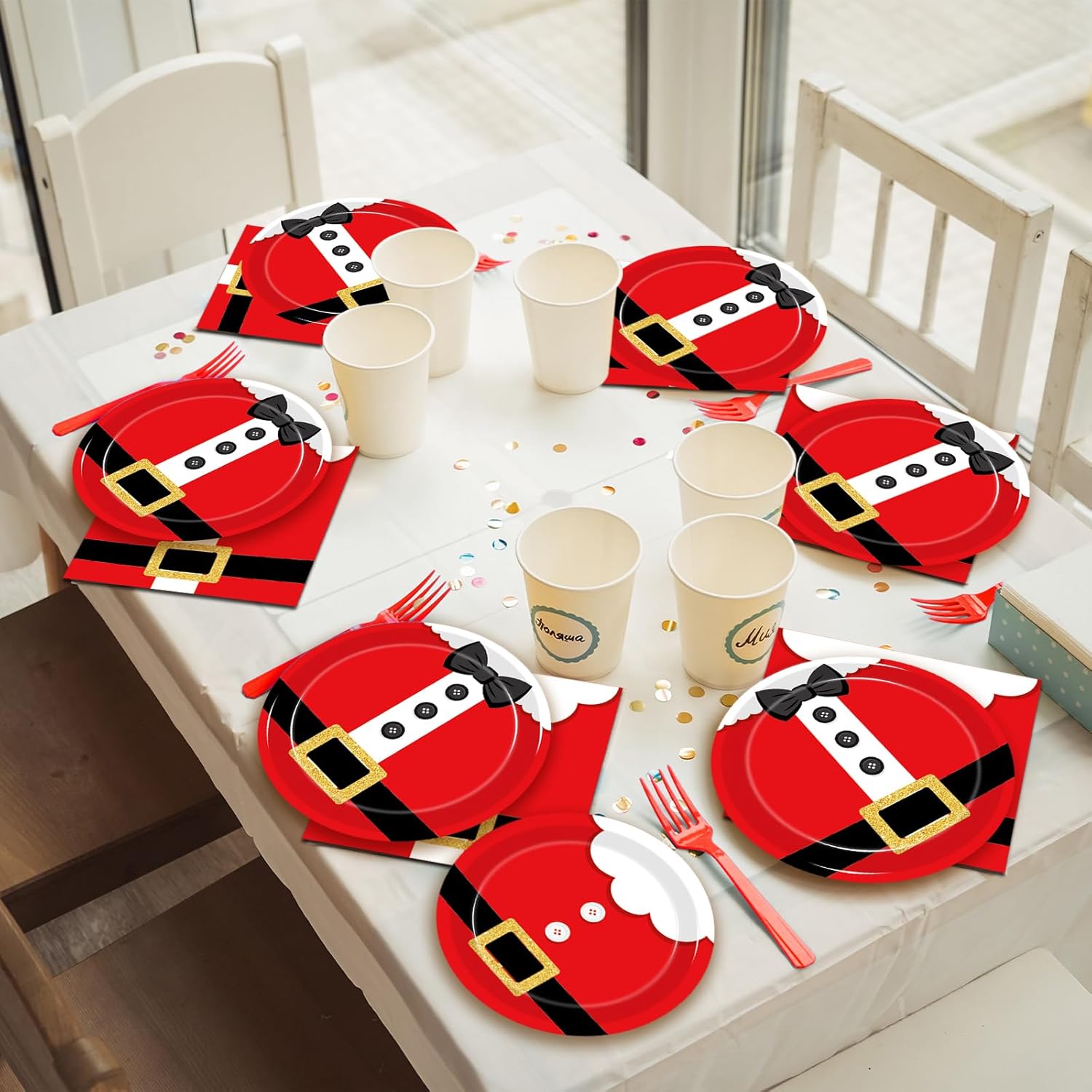 200Pcs Santa Claus Christmas Plates Napkins Set