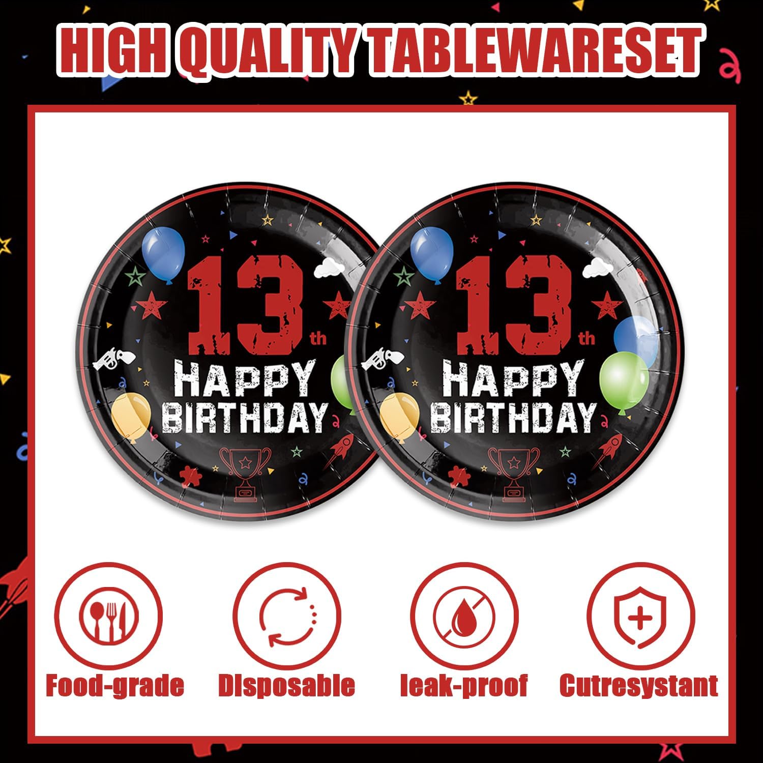40Pcs 13th Birthday Party Decor Set for Boys