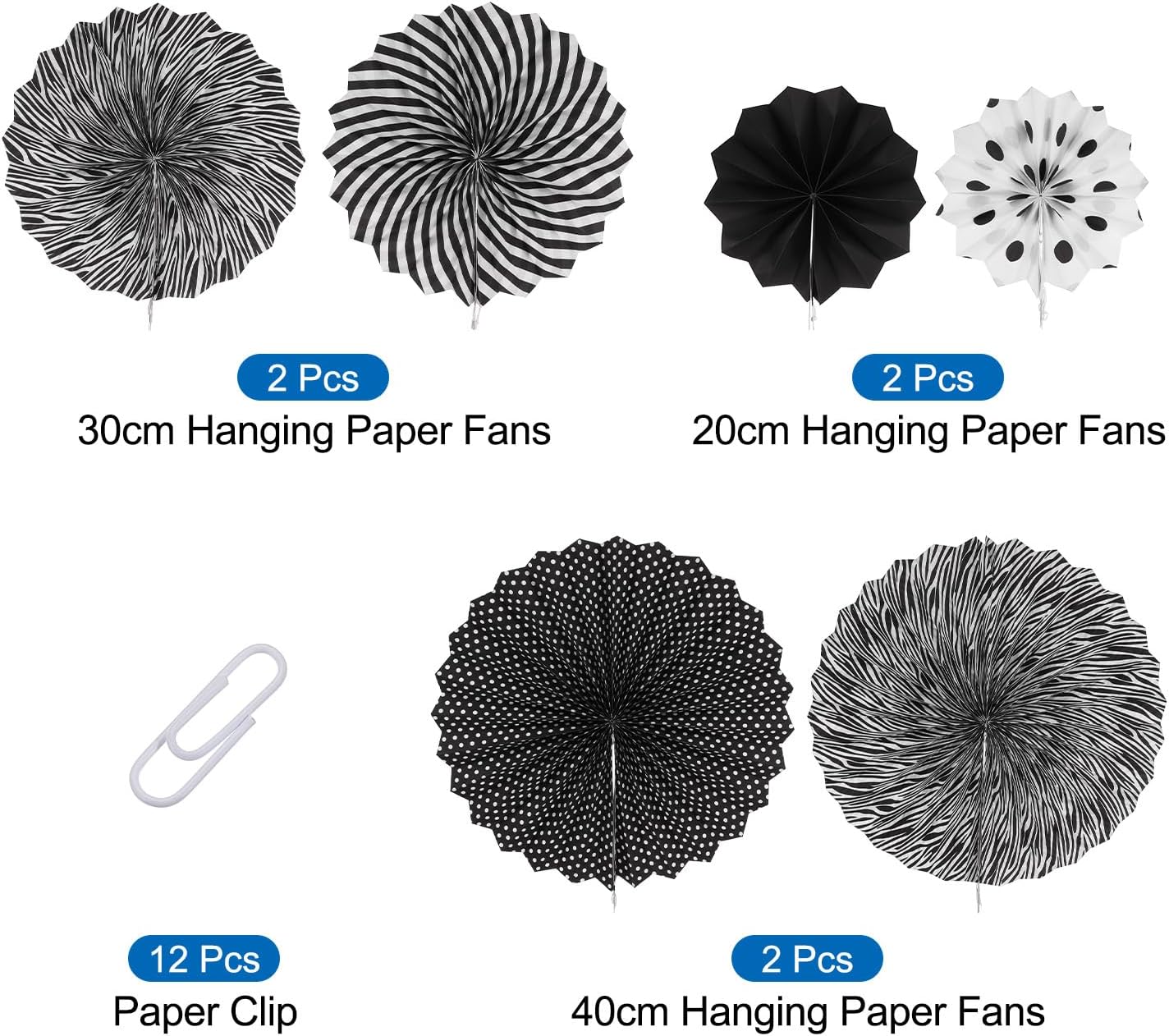 MECCANIXITY 12-Piece Hanging Paper Fan Decor Set