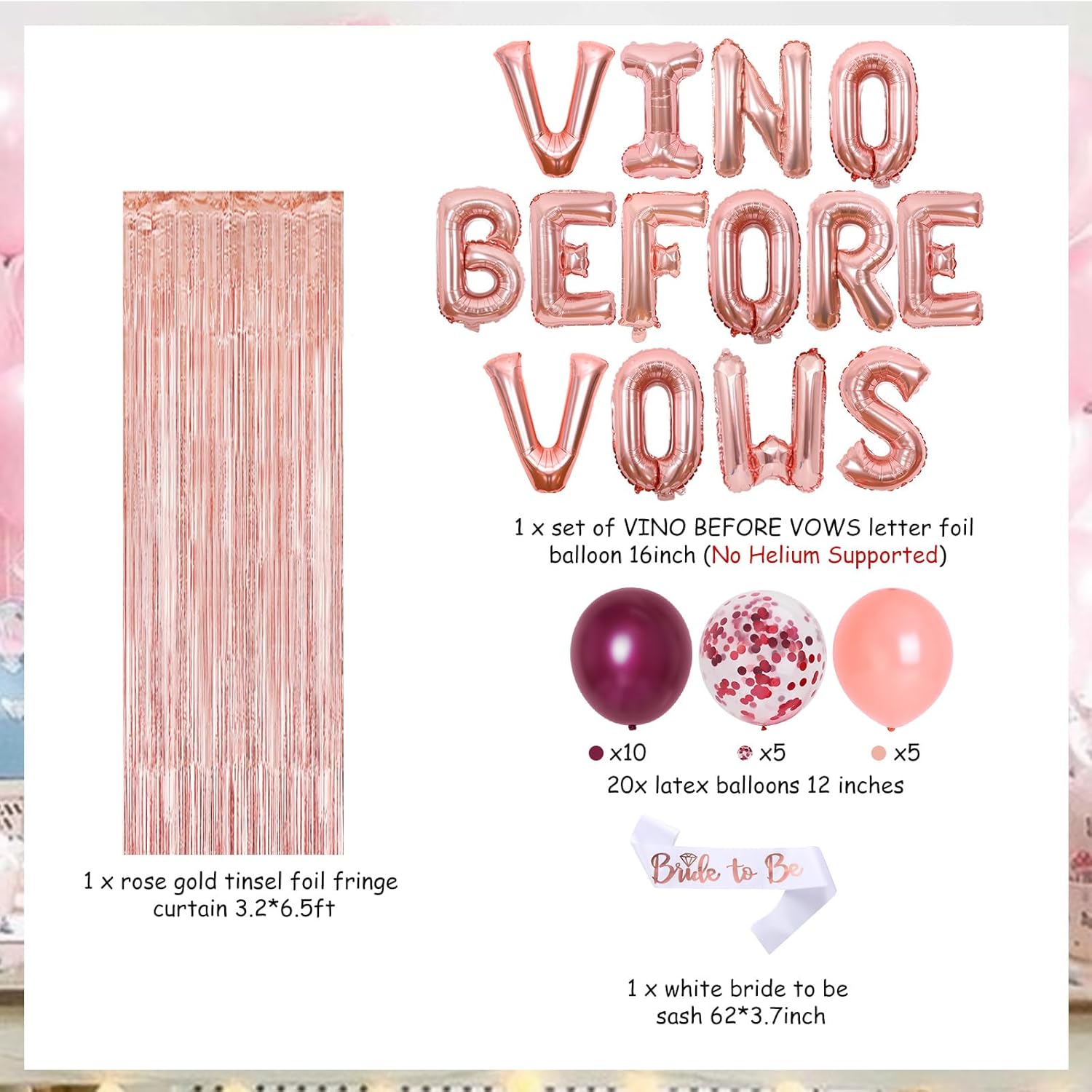 Wine Themed Bachelorette Party Decorations Set