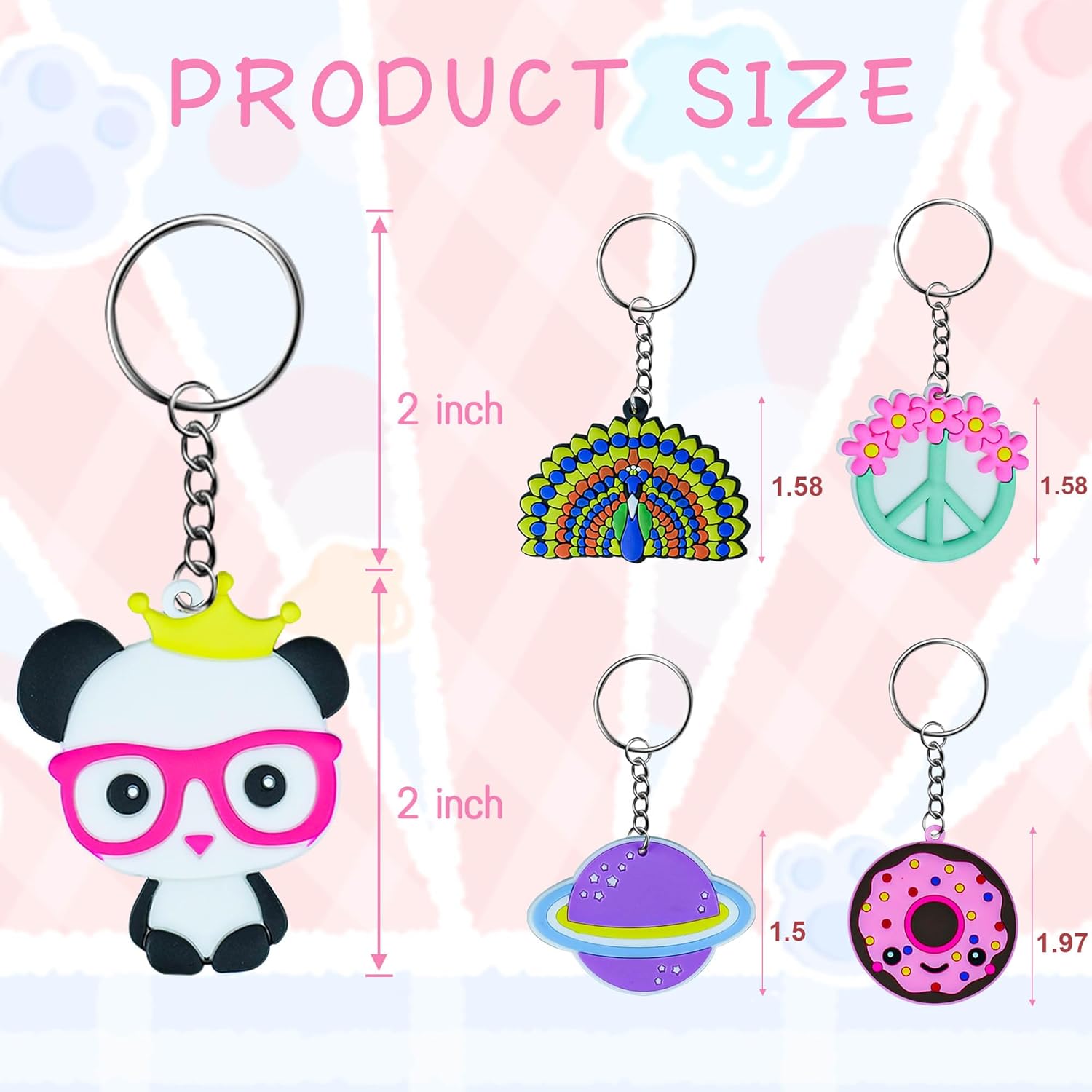 75PCS Cartoon Keychains Bulk for Kids