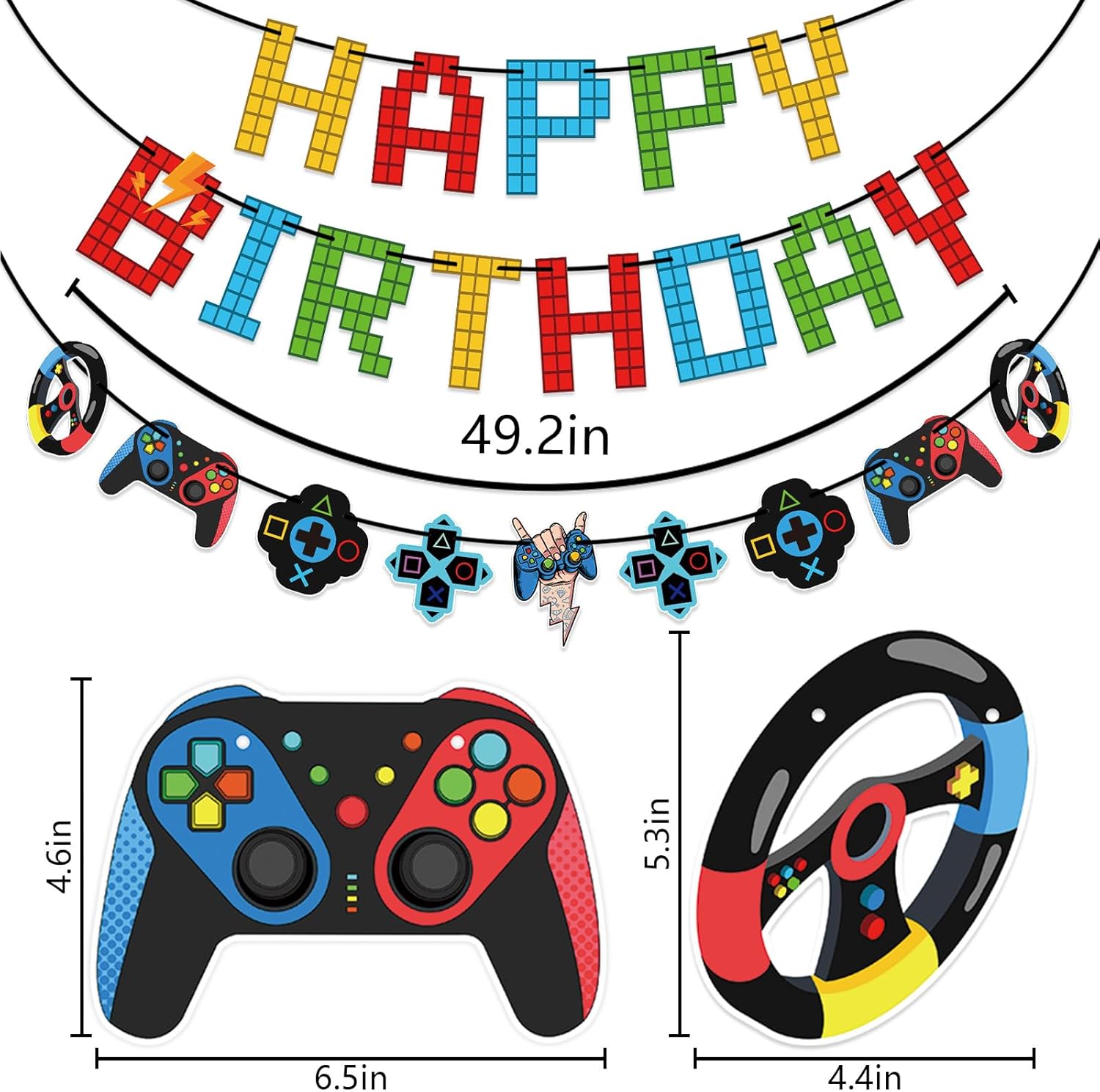 Game Themed Birthday Banner for Kids Gaming Party Decor
