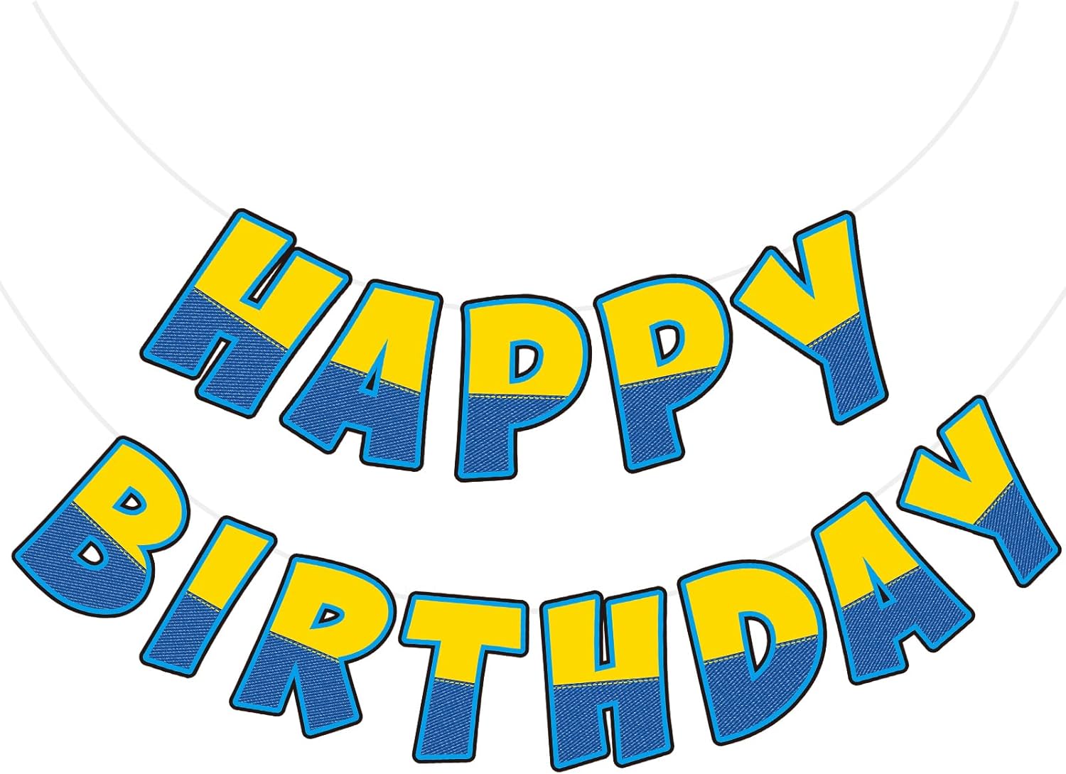 Funrous Birthday Banner Yellow Blue Happy Party Decor