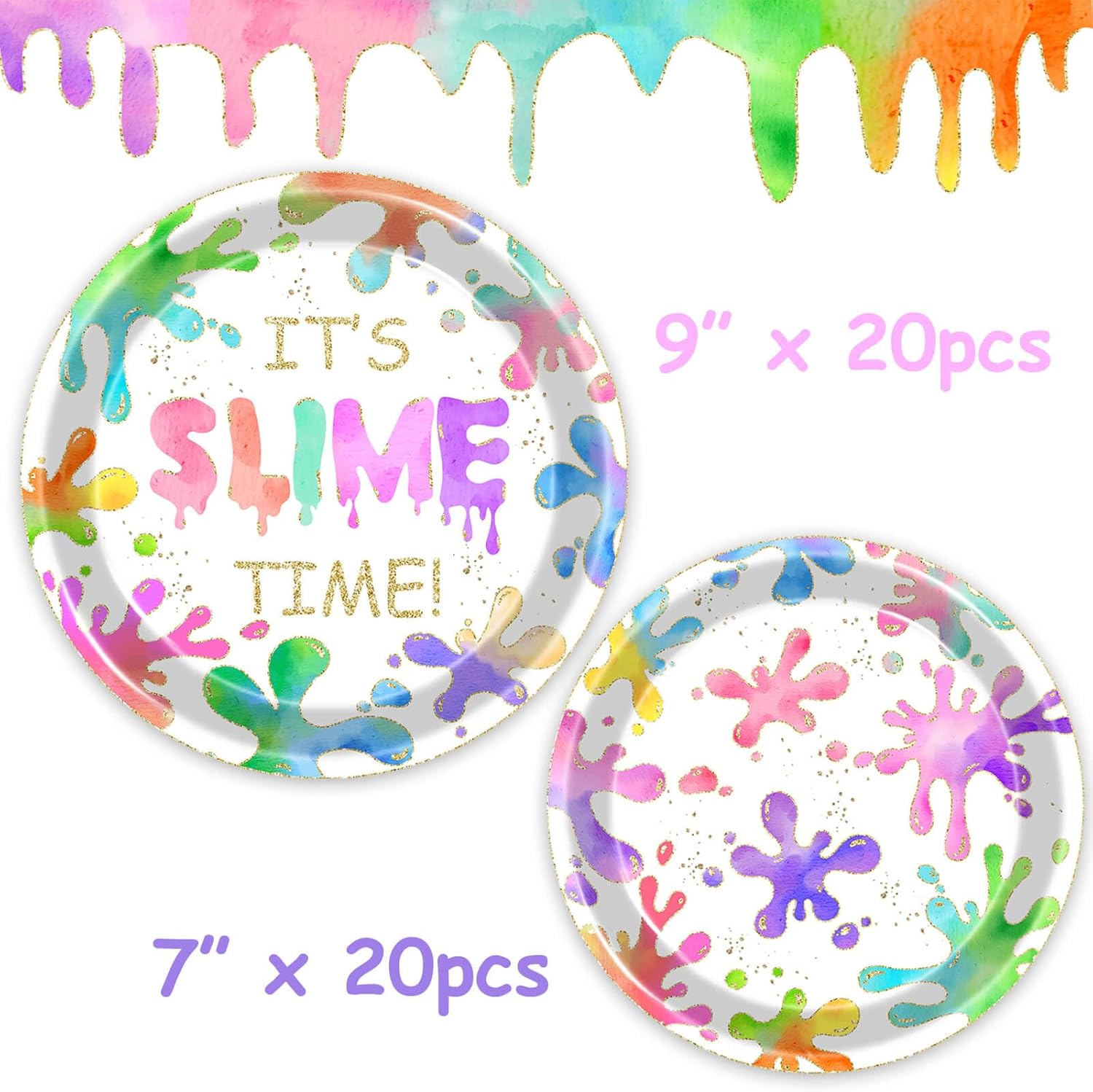 80 Pcs Slime Party Tableware Kit for 20 Guests