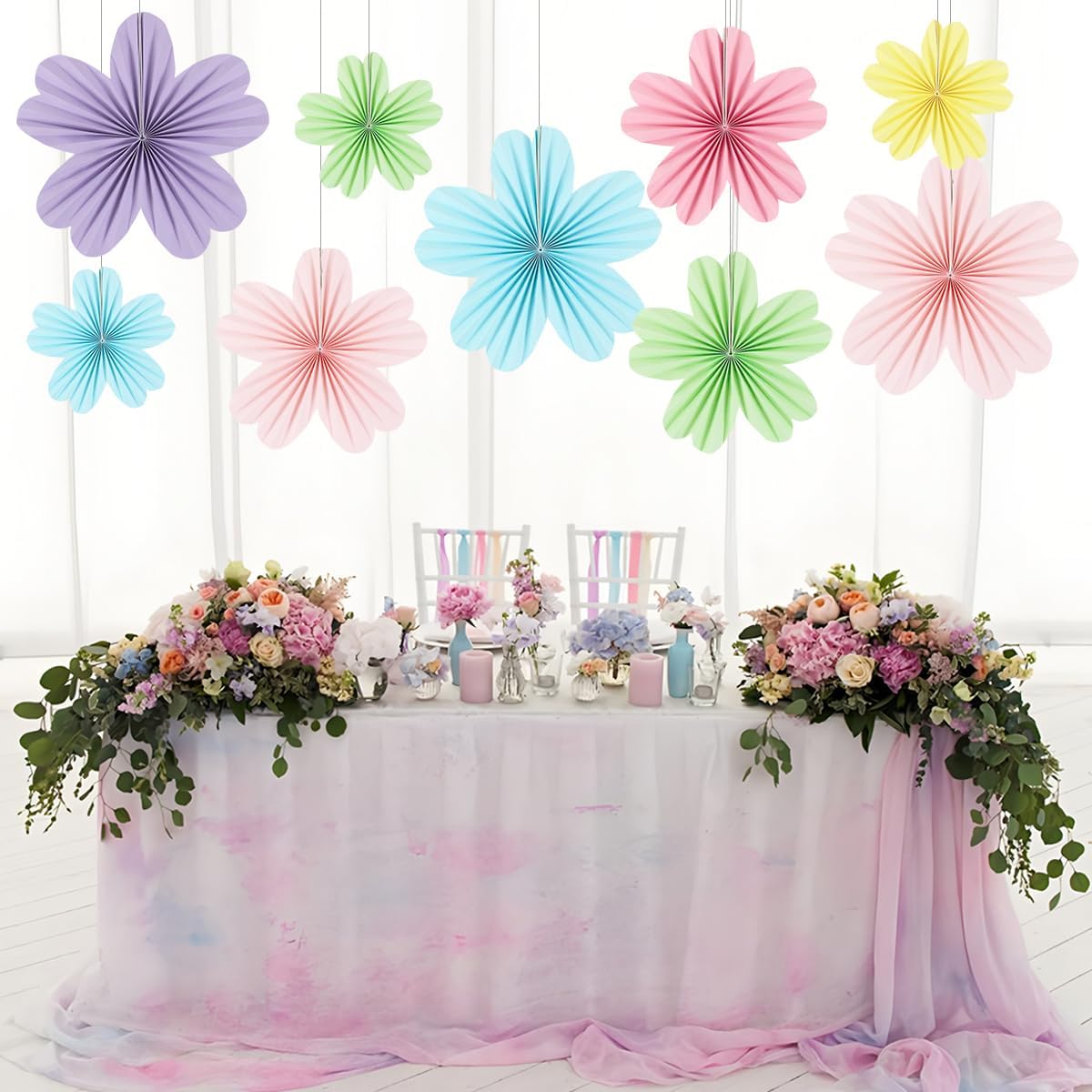 Zilue Paper Fans Decor Pack of 9 Pastel