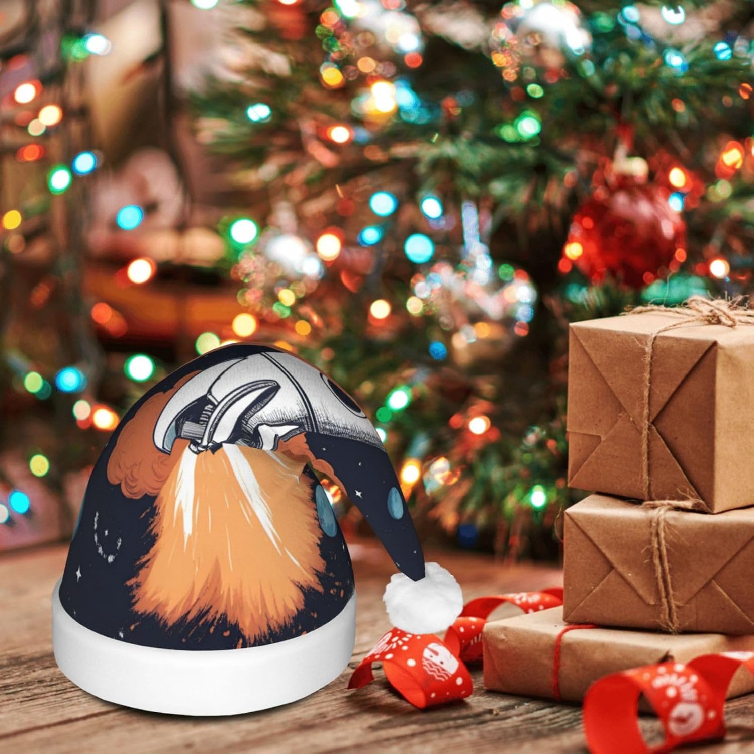 QINZHENG LED Light Up Santa Hat for Adults Christmas Party Hat