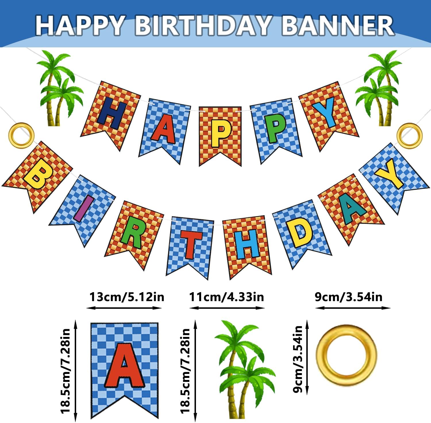 Happy Birthday Banner Decorations with Hedgehog Theme