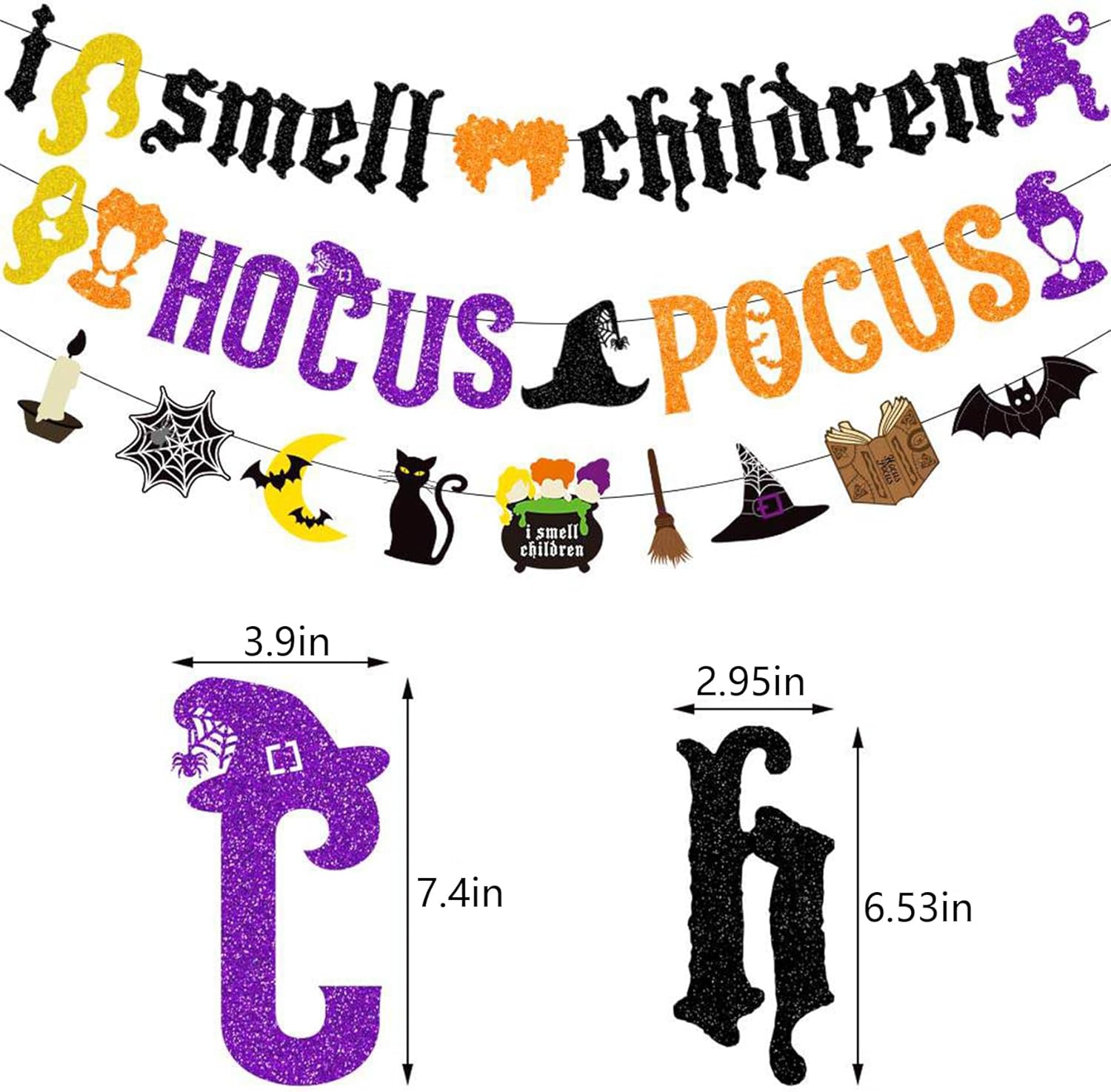 Glittery Hocus Pocus Halloween Banners 3 Pack