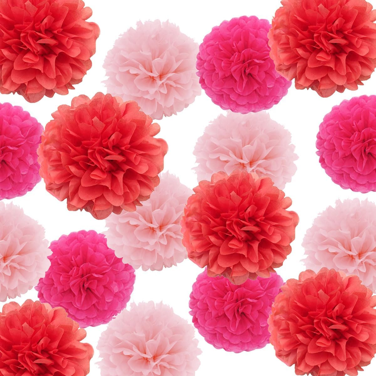 YLYs Love Tissue Pom Poms 20pcs Pink Set Decorations