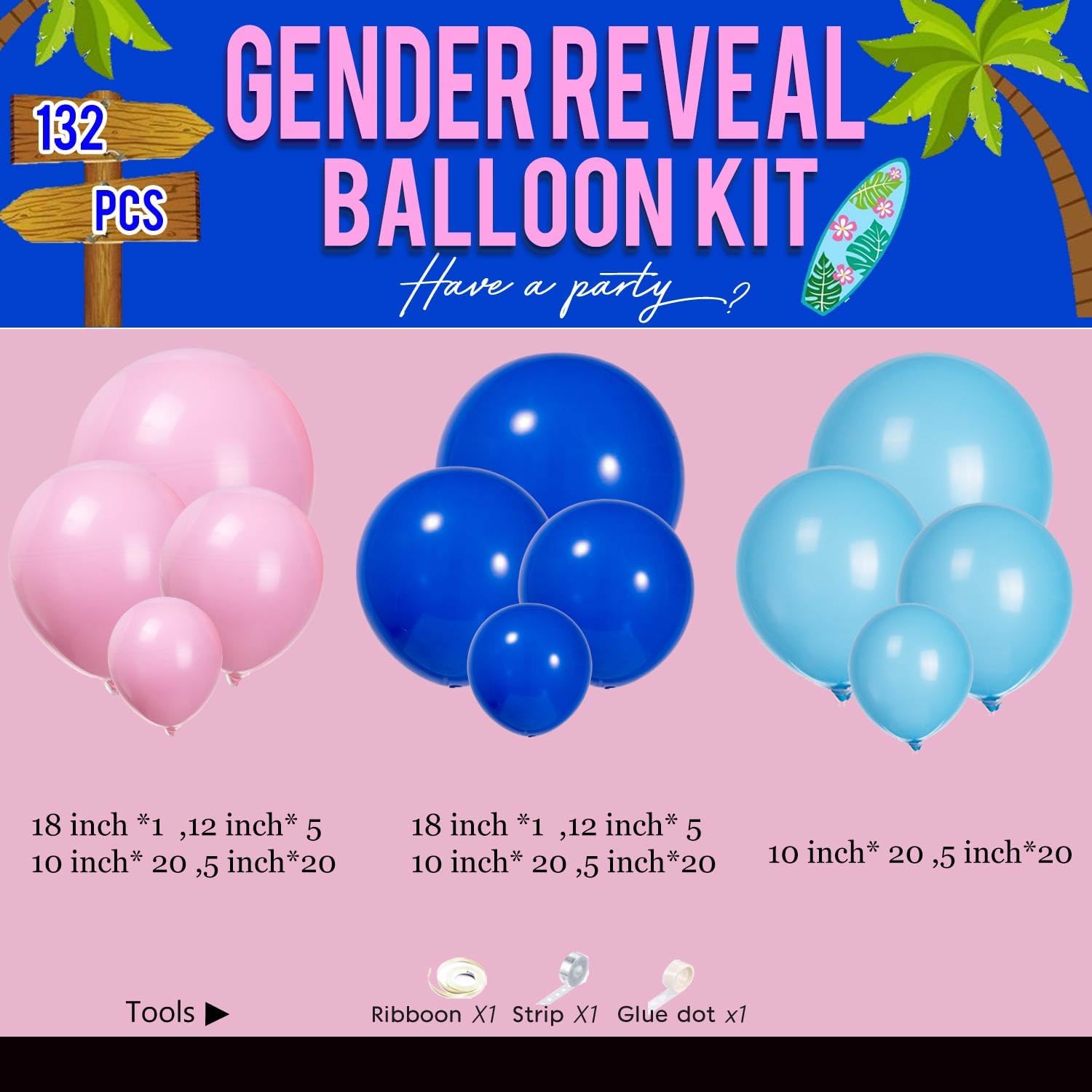 Pastel Blue and Pink Balloon Garland Arch 132Pcs