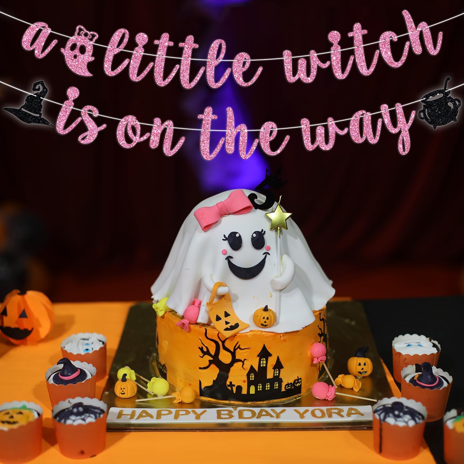 A Little Witch is on The Way Halloween Banner