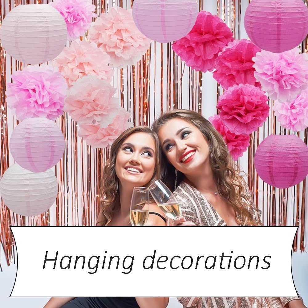Hocansen 18PCS Paper Lanterns Pom Poms Decor Set