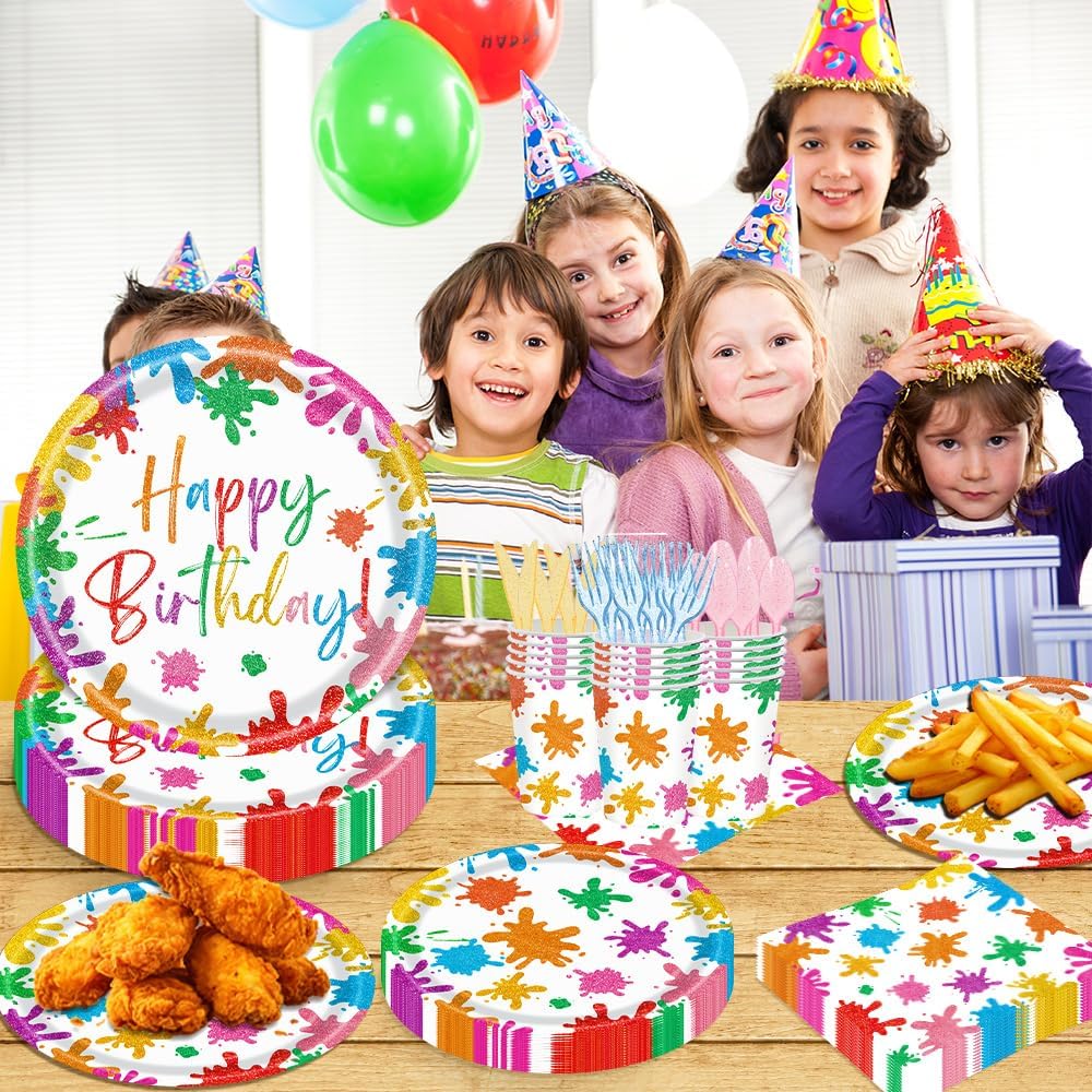140PCS Paint Splatter Party Decorations Set