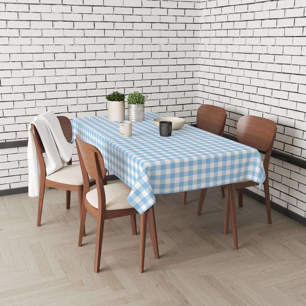 3 Pcs Light Blue Checkered Tablecloth for Outdoor Picnic and Party