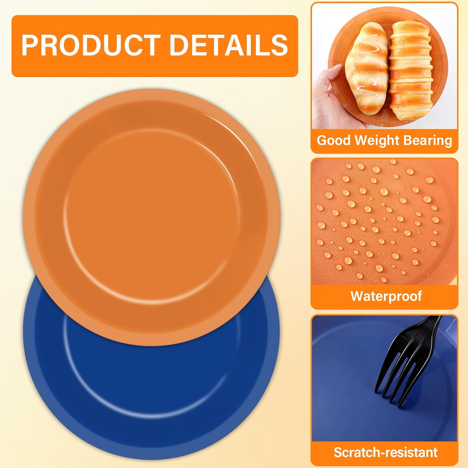 48Pcs Blue and Orange Party Plates Napkins Set