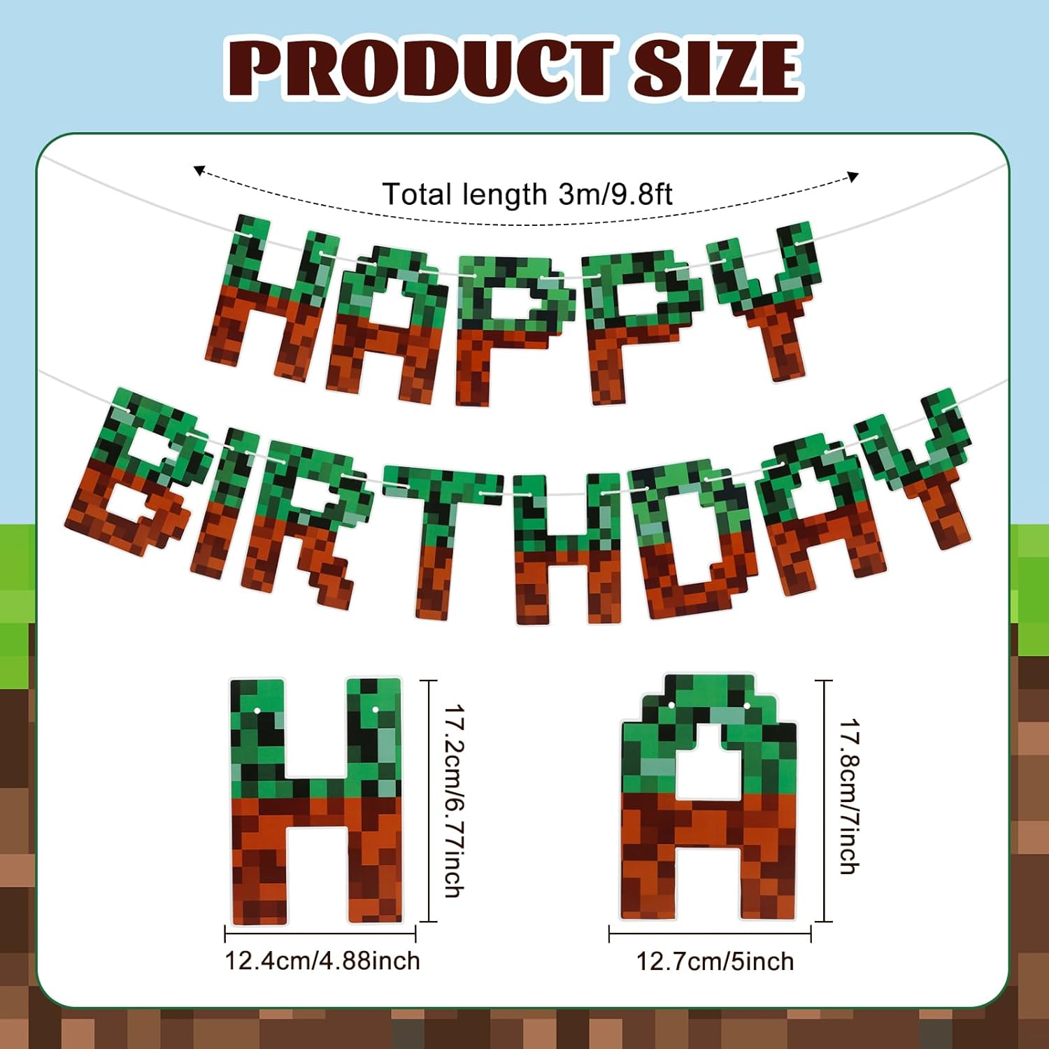Miner Theme Happy Birthday Banner 10 Feet