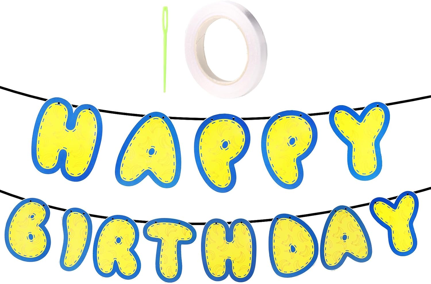 Yellow Birthday Banner with Cute Cartoon Letters