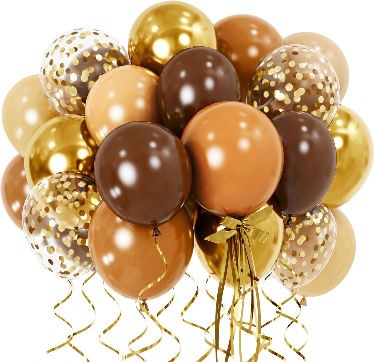 Brown and Gold Balloons Set for Birthday Decorations