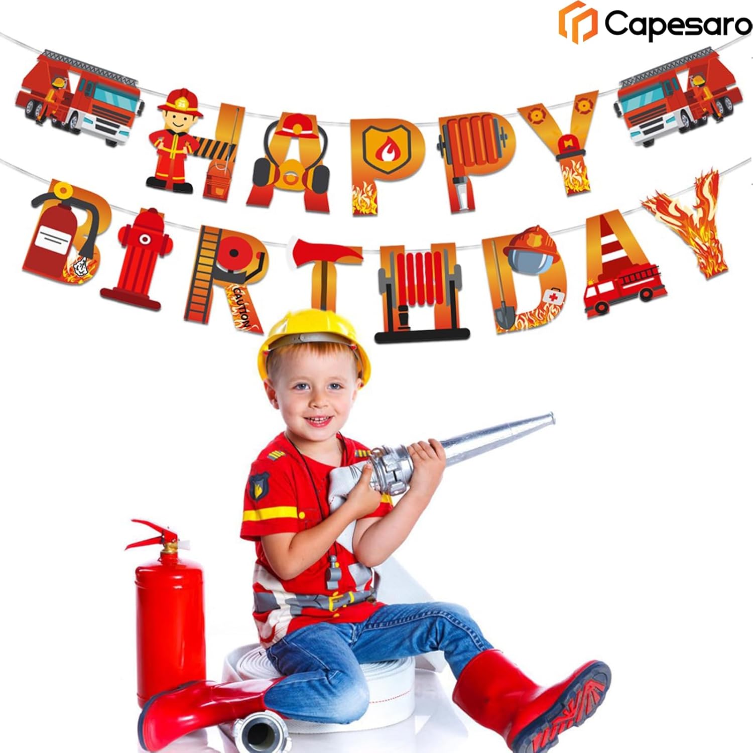 Fireman Birthday Banner with Customizable Length