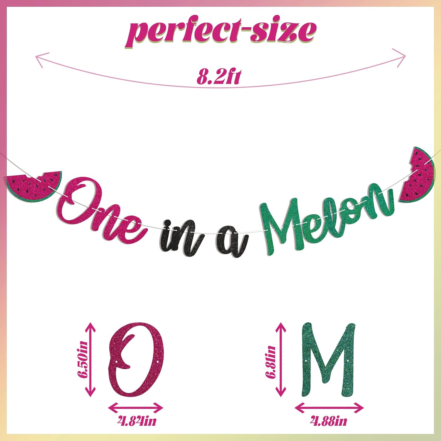One in a Melon Birthday Banner - Glitter Green Watermelon Decor