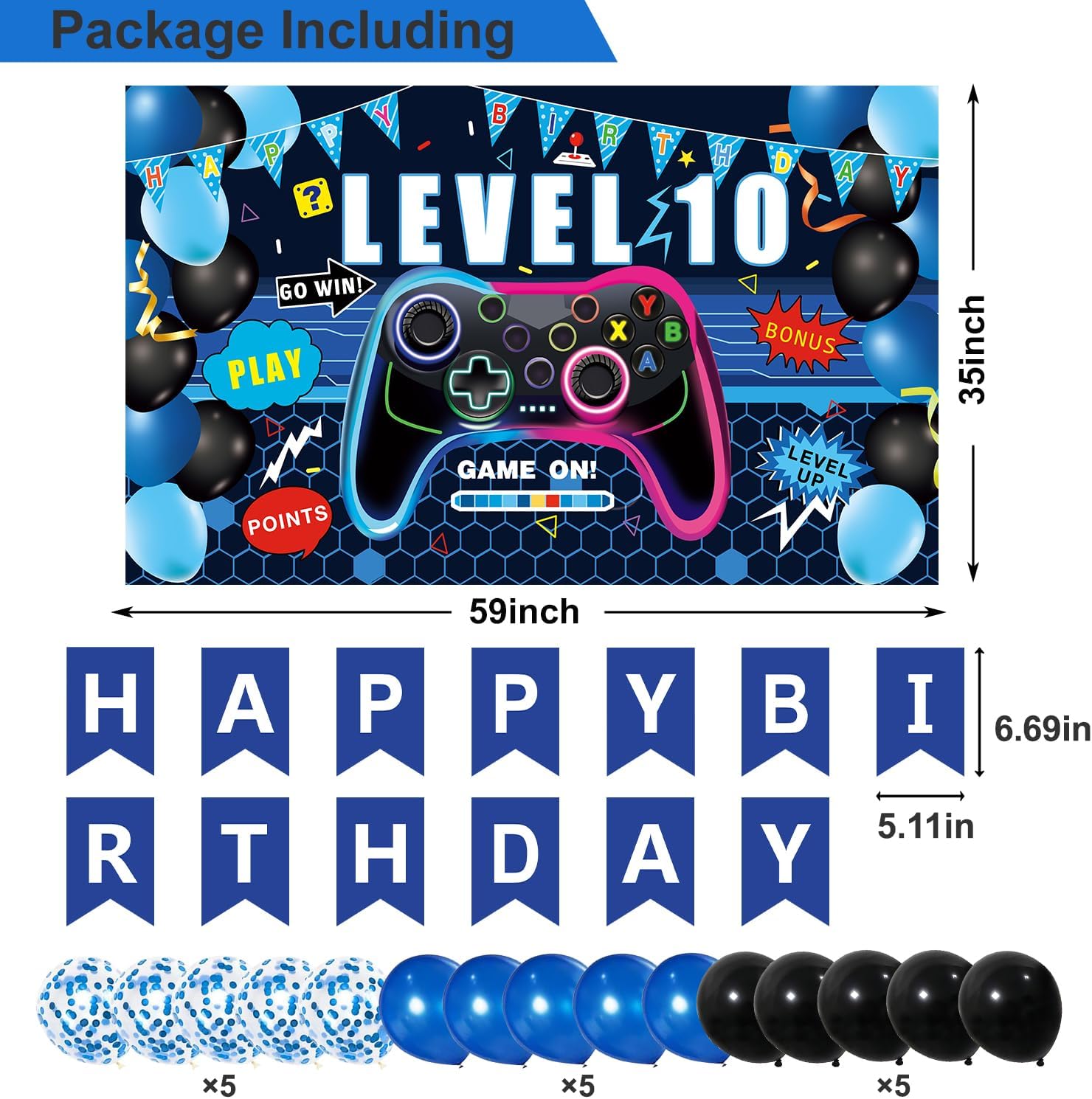 10th Birthday Gaming Decor Kit for Boys