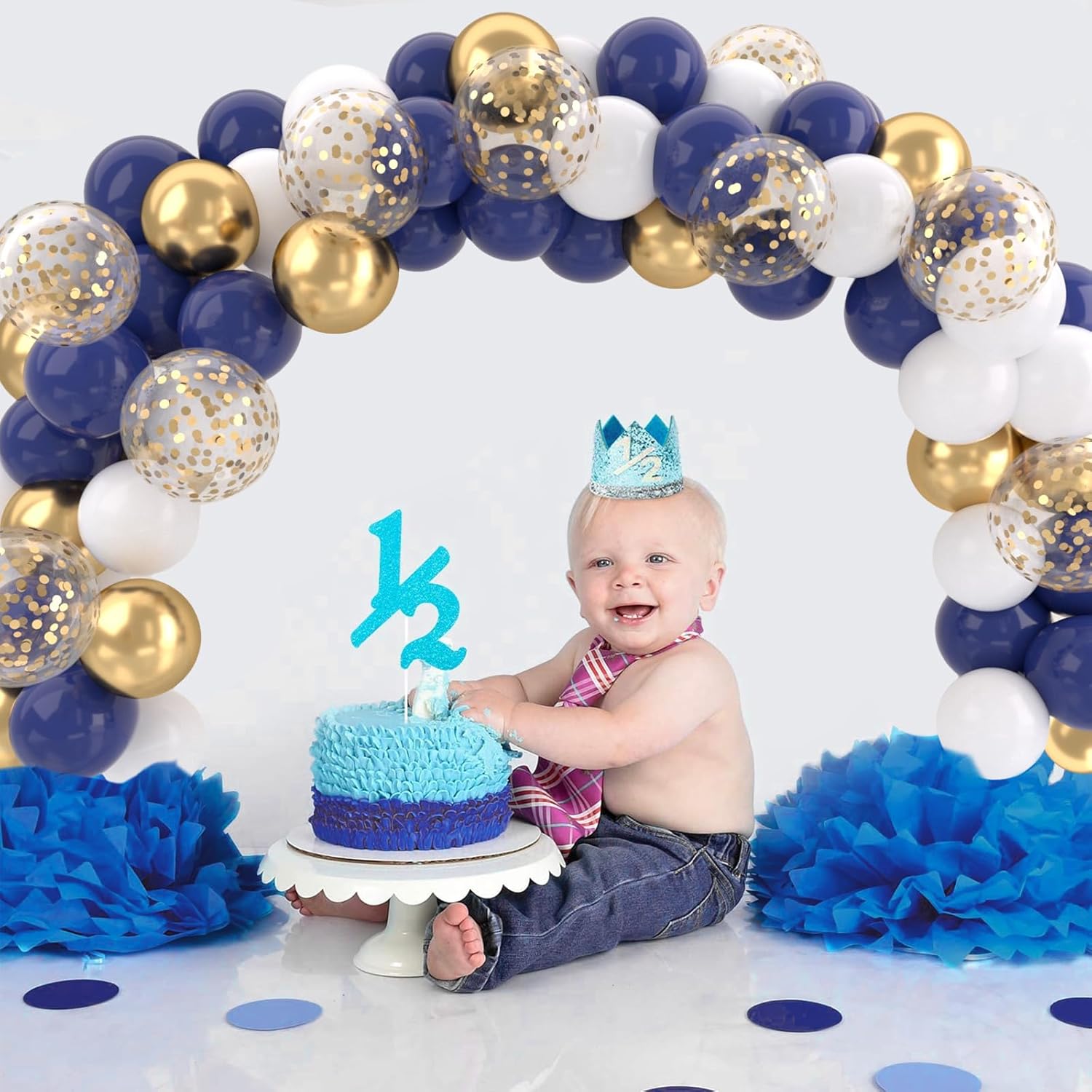 Patimate Navy Blue Gold Balloons Set 50 Pcs