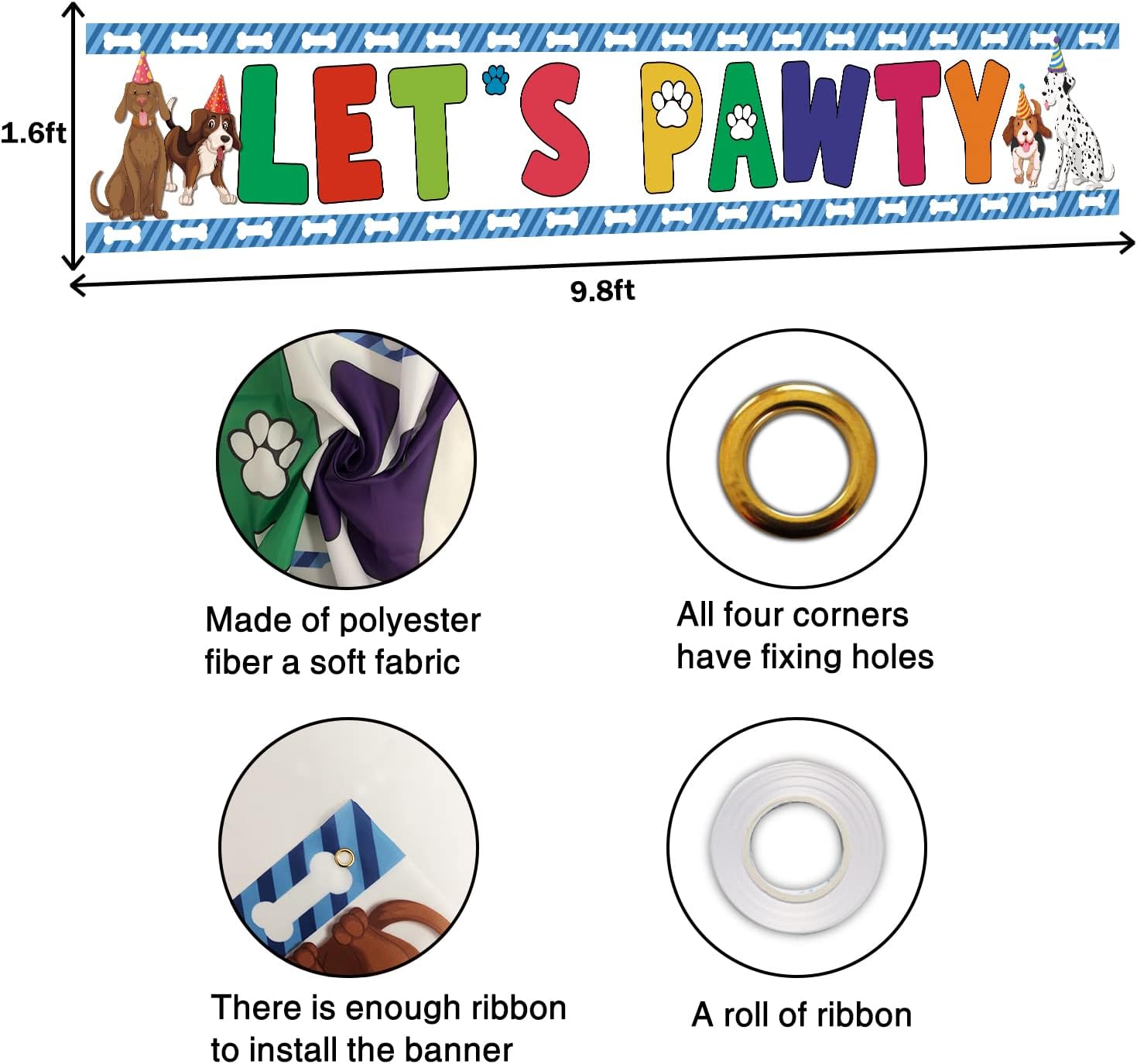 Lets Pawty Banner Dog Birthday Decor Yard Sign