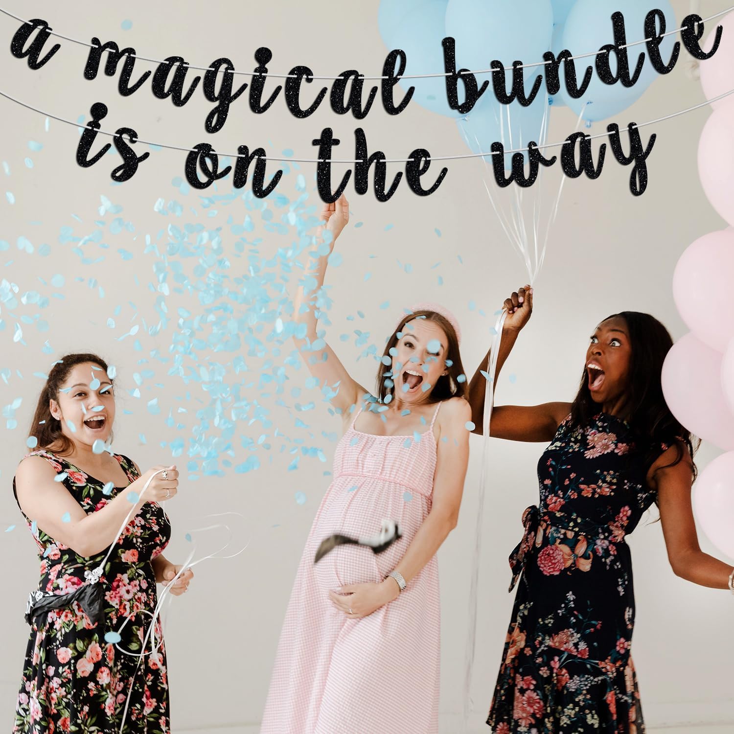 Hequoyer Magical Welcome Baby Banner with Glitter Letters