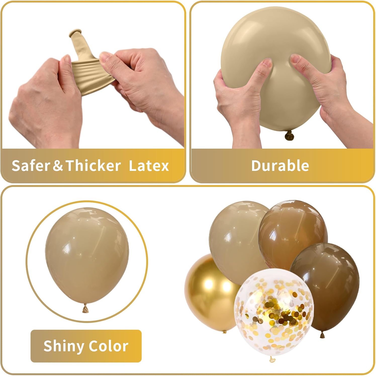 Brown and Gold Balloons Set for Birthday Decorations