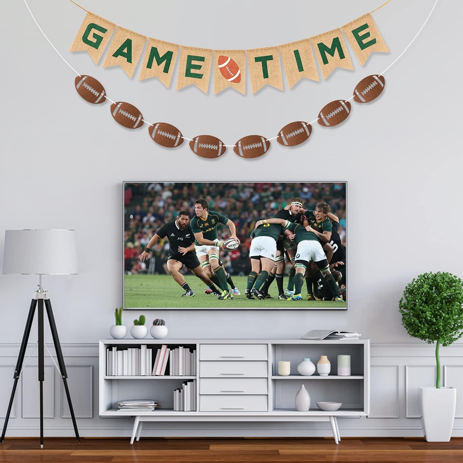 MALLMALL6 Football Banners 2pcs Game Time Decoration