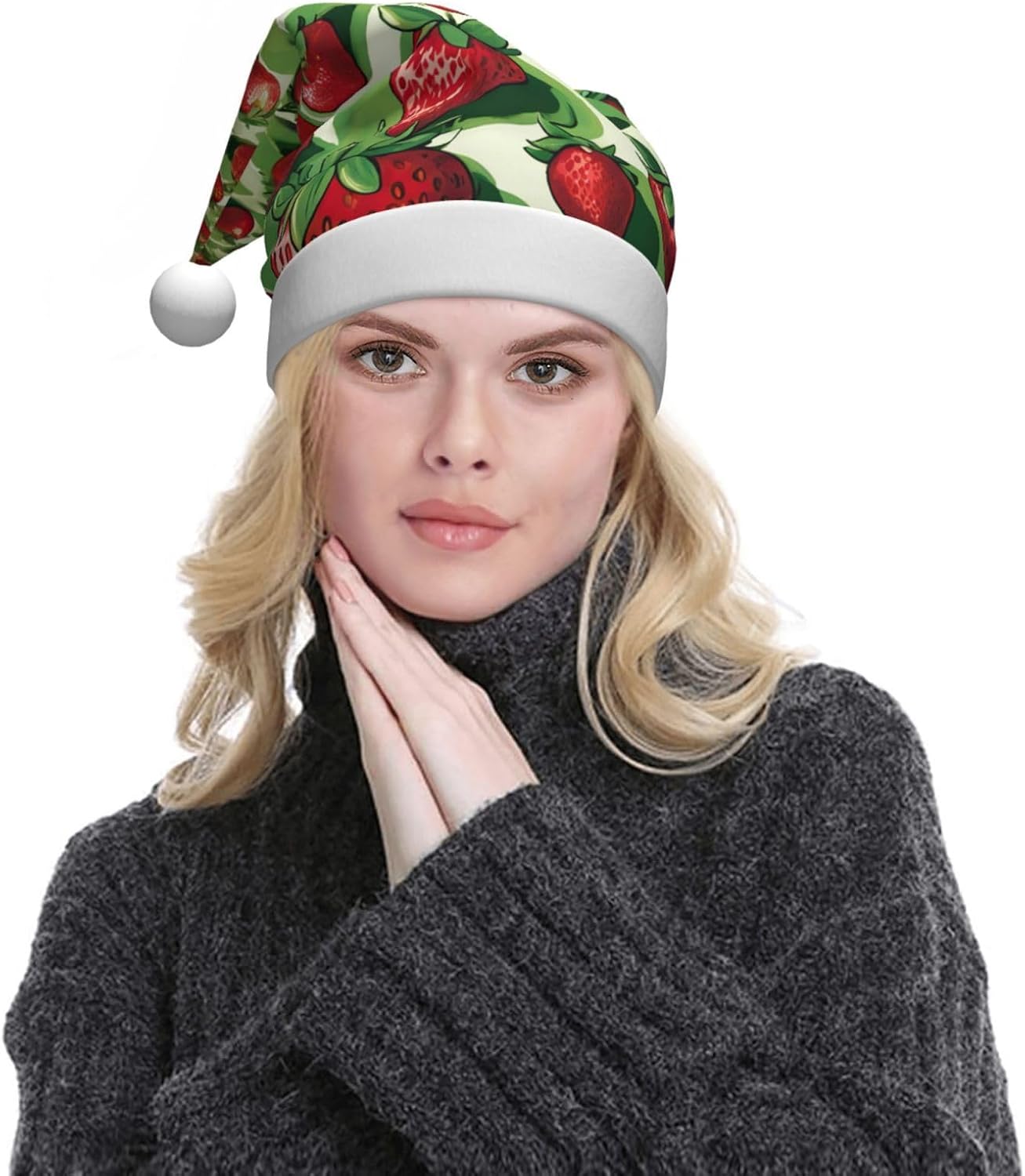 QINZHENG Strawberry Fields Santa Hat for Women