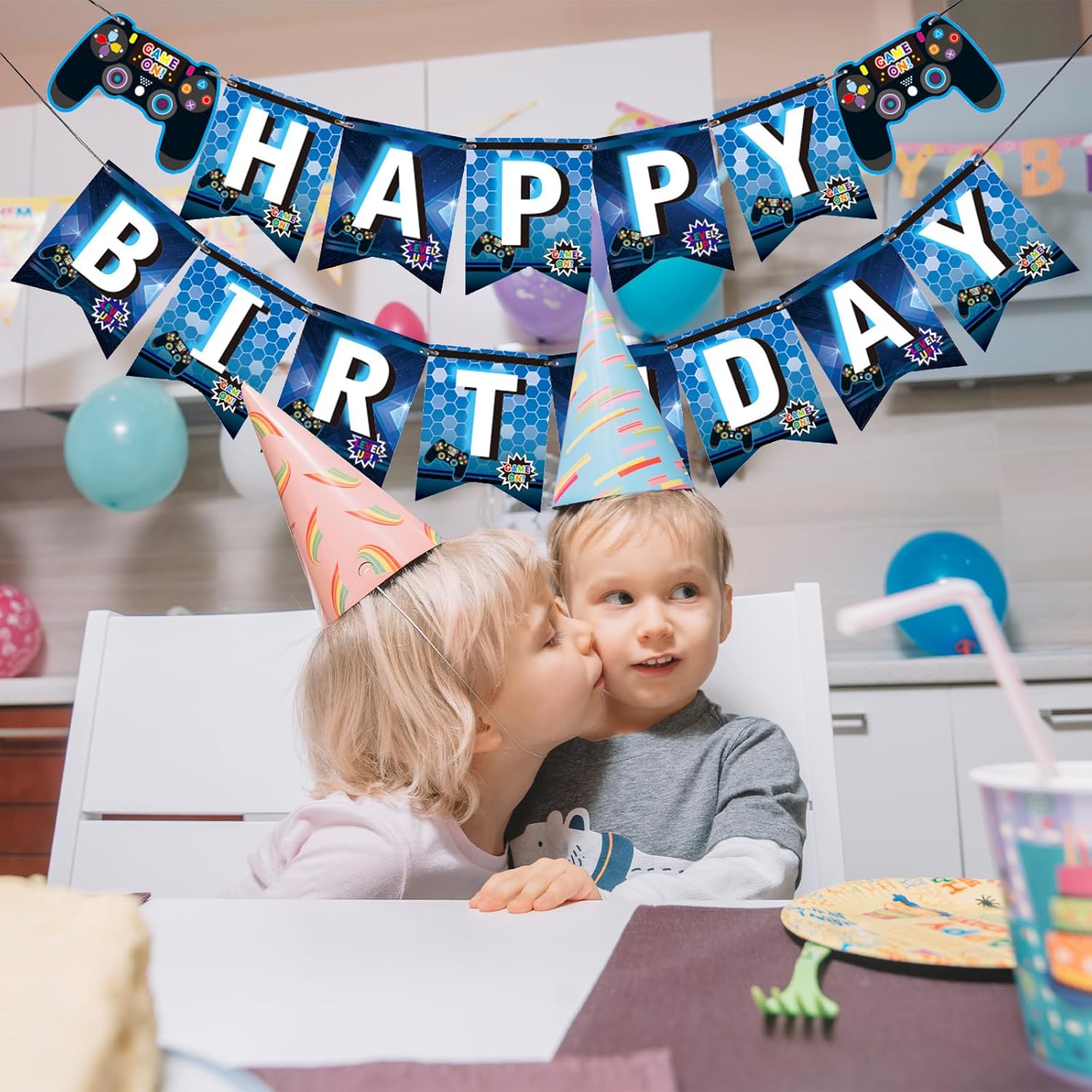 MEETINGU Game Birthday Banner for Video Game Party Decorations