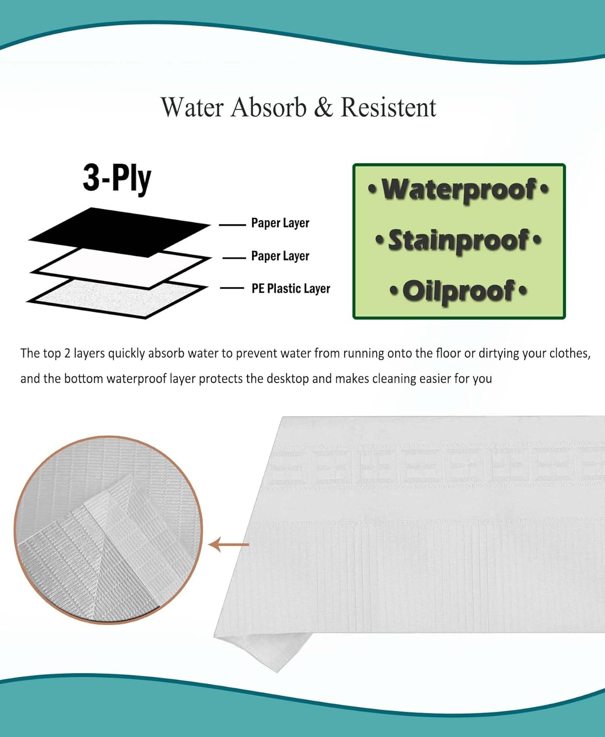 TheoZemica 4 Pack Waterproof Table Covers 54x108 Inches