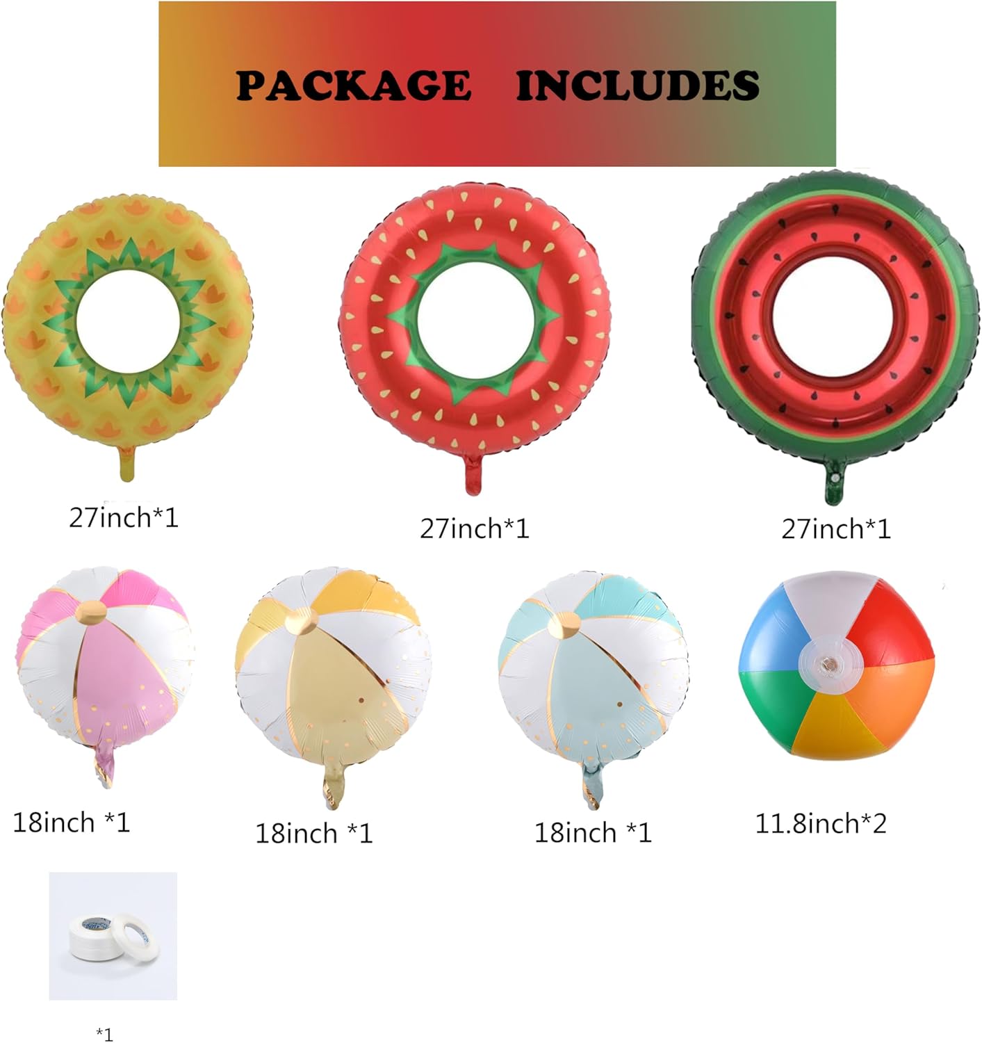 8Pcs Fruit Themed Balloons Pool Party Decorations