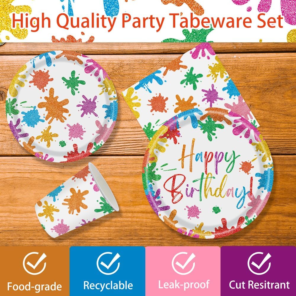 140PCS Paint Splatter Party Decorations Set