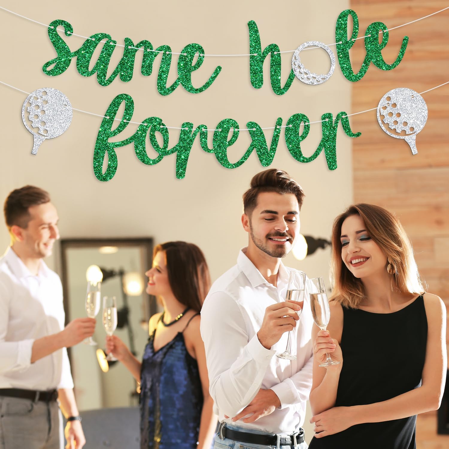 Same Hole Forever Banner Green Glitter