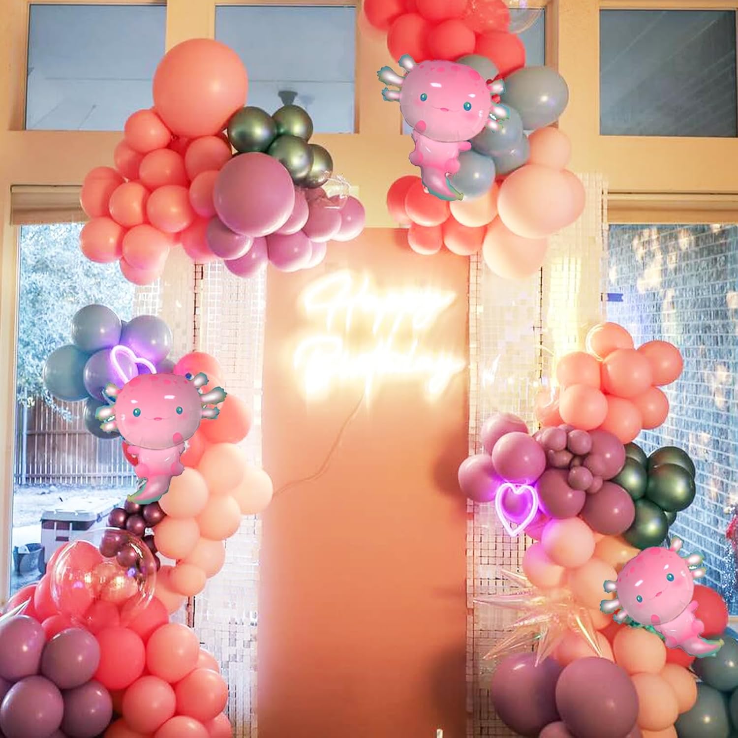 2pcs Axolotl Foil Balloons Birthday Party Decor