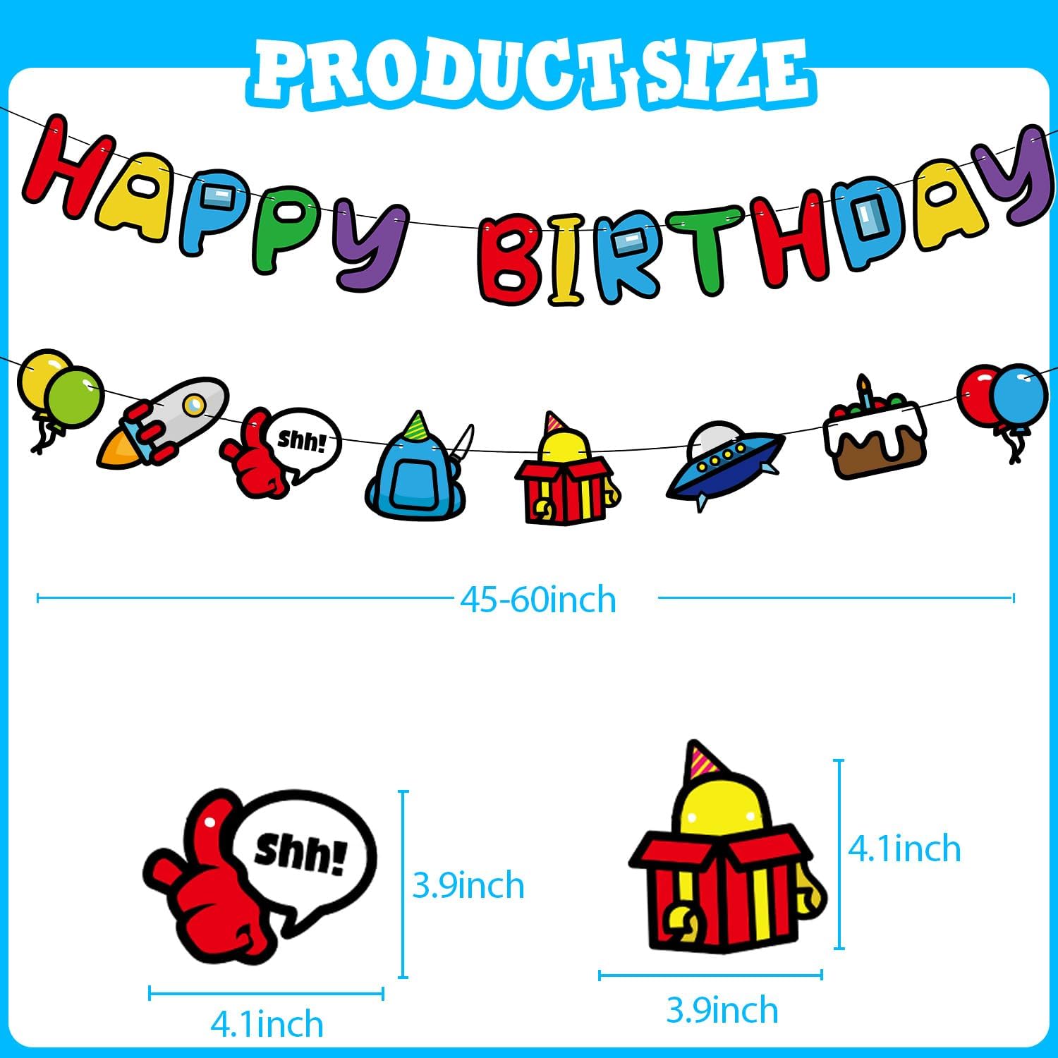 Space Happy Birthday Banner for Boys Party Decorations
